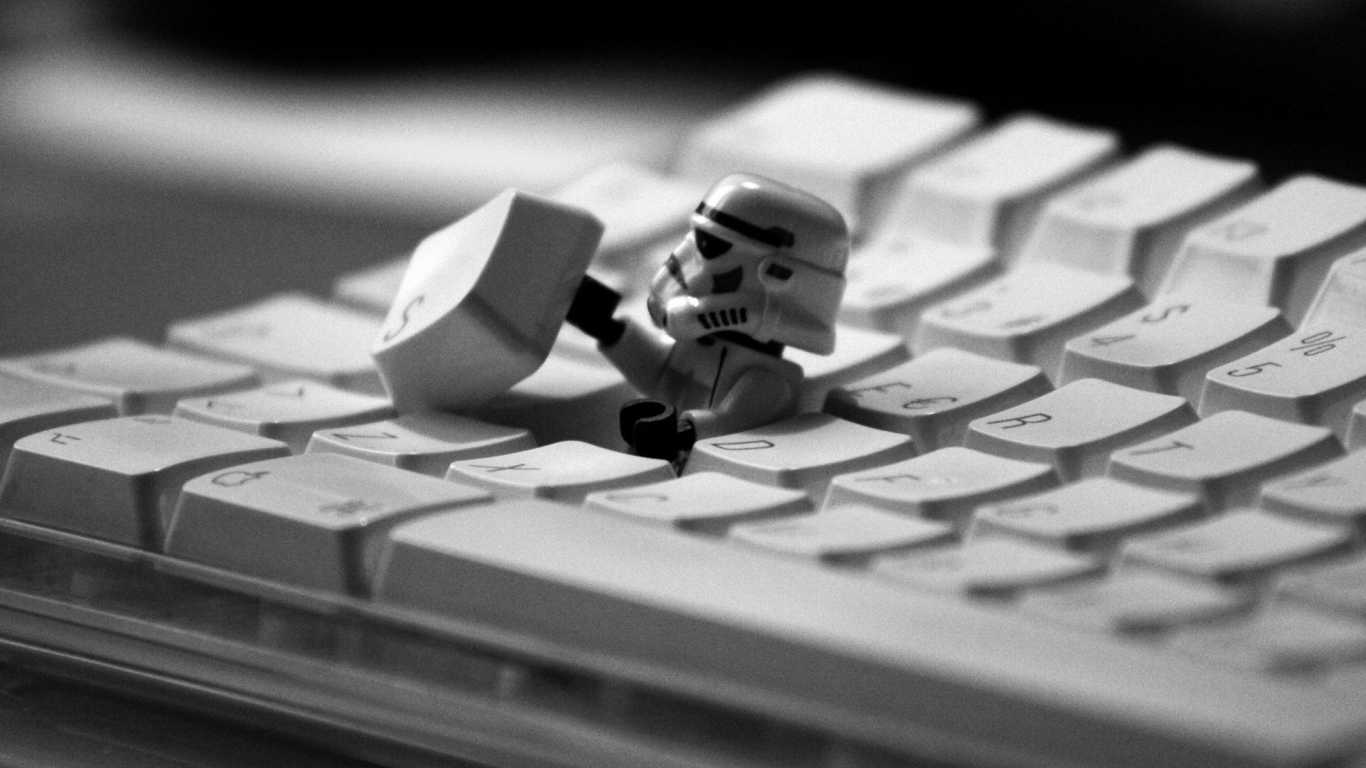 Stormtrooper, Star Wars, LEGO, Tastiera, Bianco e nero, Full HD, sfondo per PC e portatile