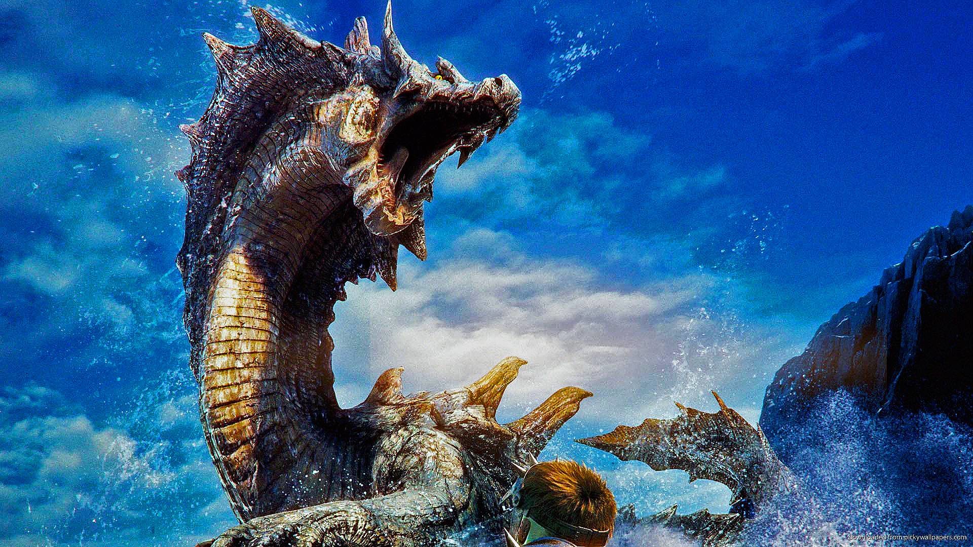 Lagiacrus, Monster Hunter, Cielo, Blu, Full HD, sfondo Windows 11