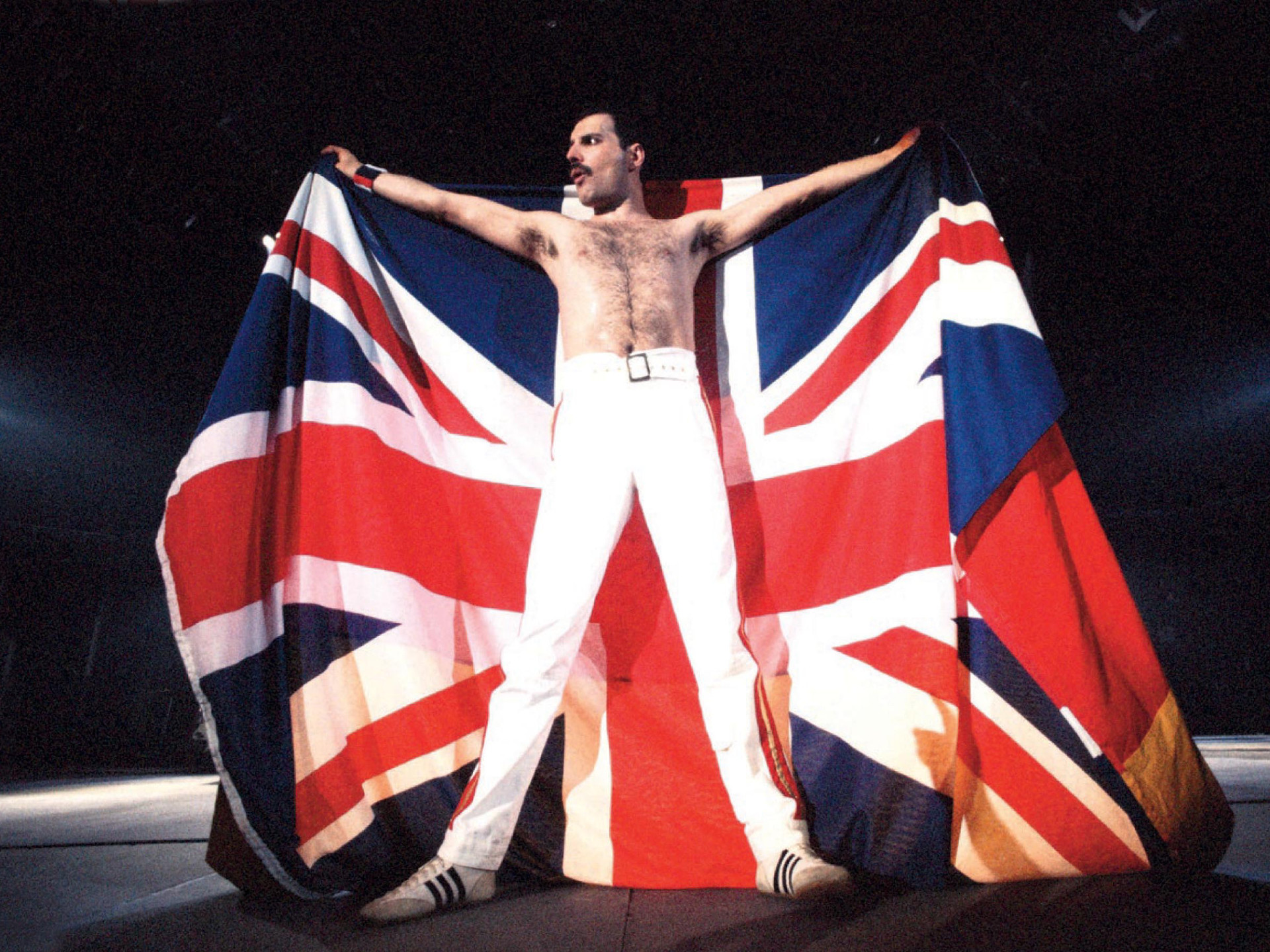 Freddie Mercury, Queen, Union Jack, Mantello, Concerto, sfondo per iPad e tablet