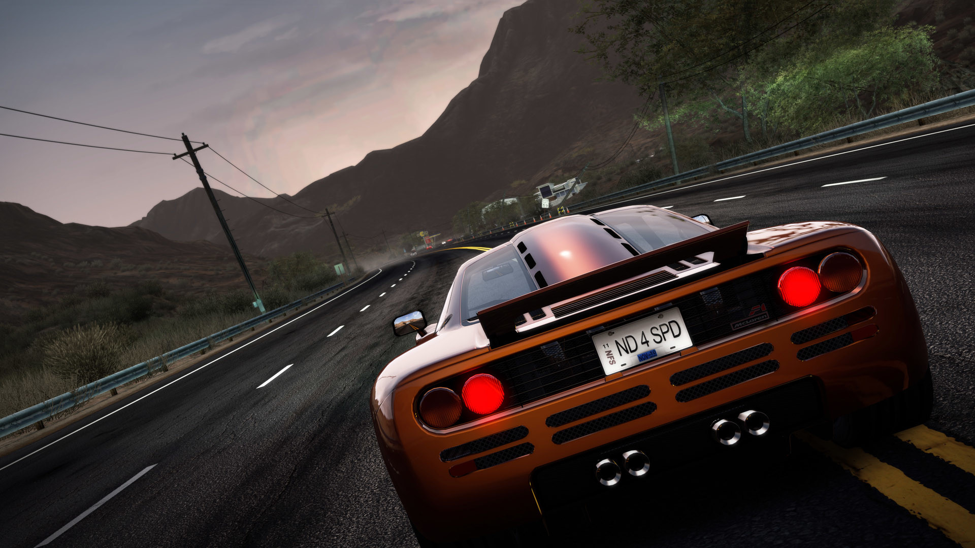 McLaren F1, Supercar, Strada, Montagne, Vista posteriore, Full HD, sfondo per PC e portatile
