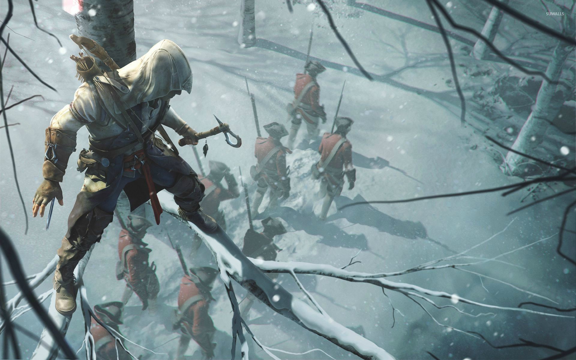Connor Kenway, Assassin's Creed III, Neve, Soldati, 16:10 Full HD, sfondo widescreen