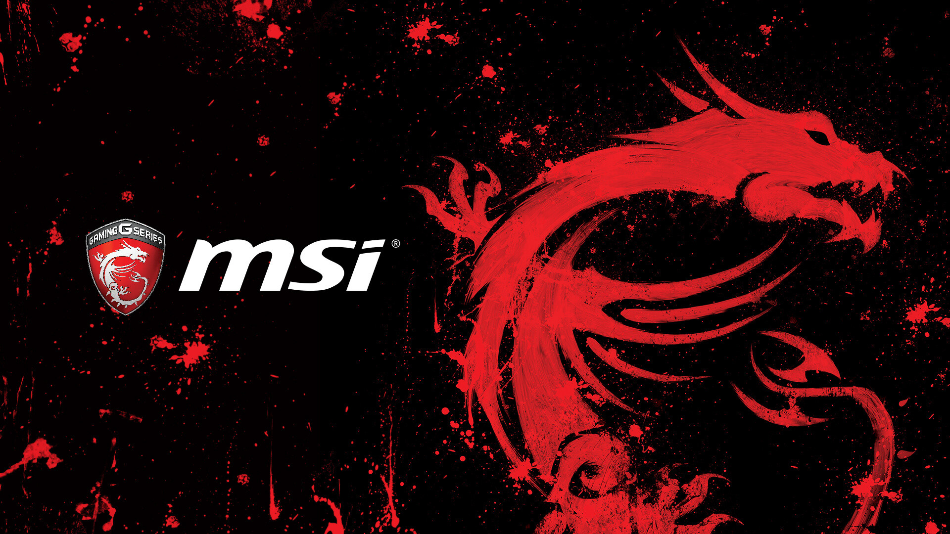 MSI, Drago rosso, Schizzi, Sfondo nero, 16:9 Full HD, wallpaper widescreen