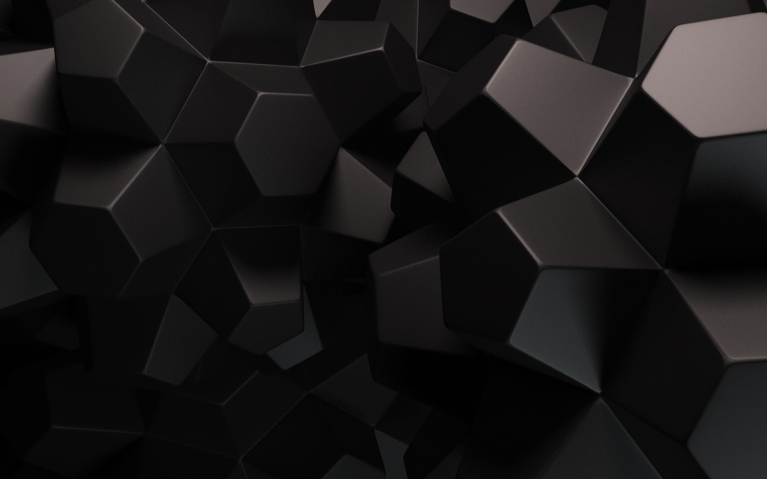 Forme geometriche, Rendering 3D, Sfondo nero, Astratto, 2K, wallpaper per PC