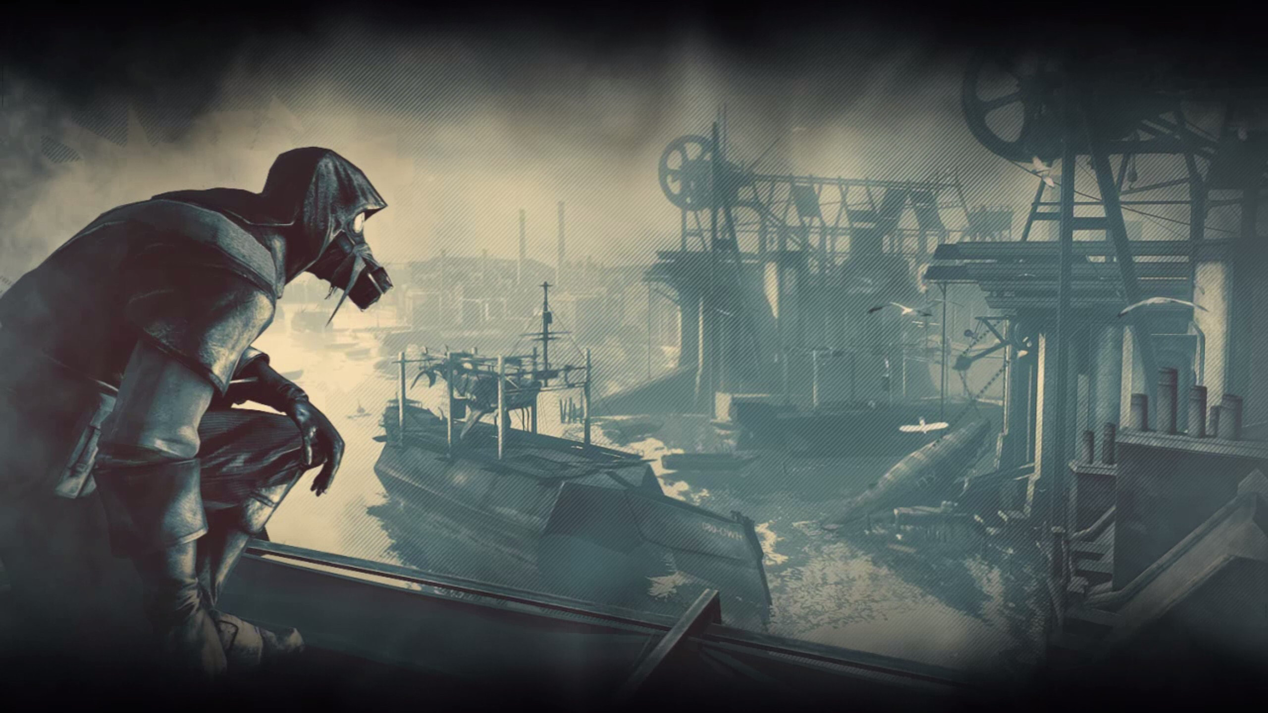 Dishonored, Dunwall, Maschera antigas, Porto, Nebbia, Steampunk, sfondo per portatile