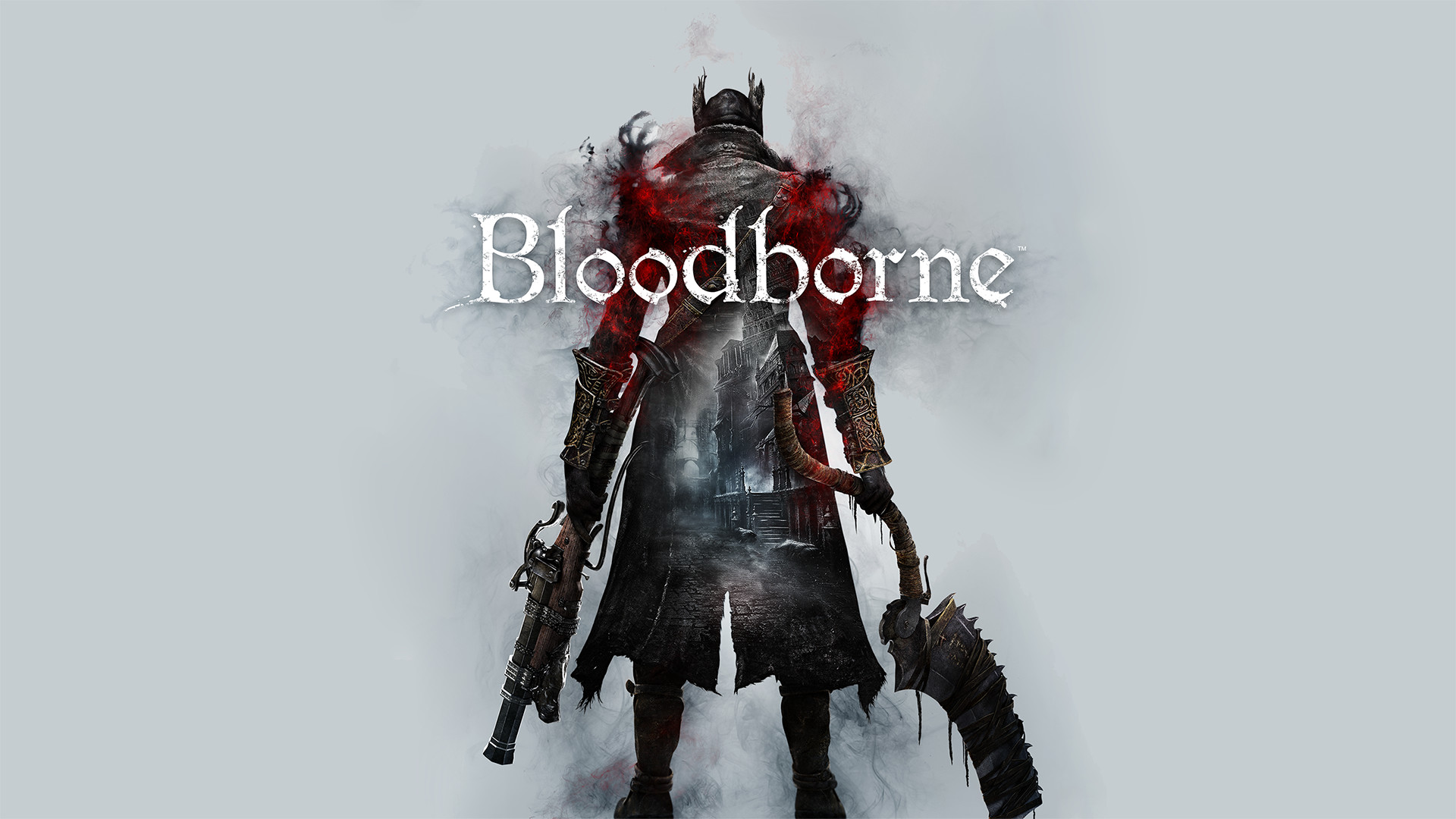 Cacciatore, Bloodborne, Logo, Sfondo grigio, 1920x1080, wallpaper desktop