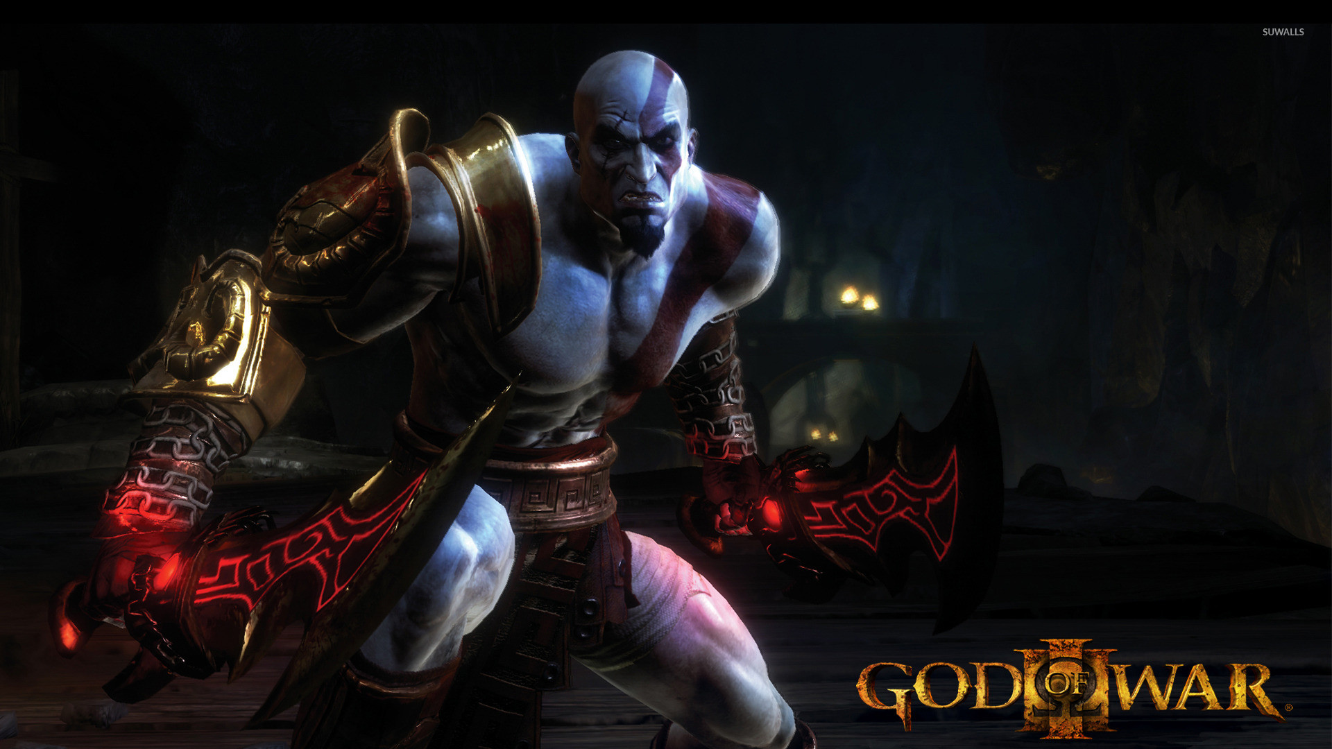 Kratos, God of War III, Lame del Caos, Logo, Full HD, sfondo per PC e portatile