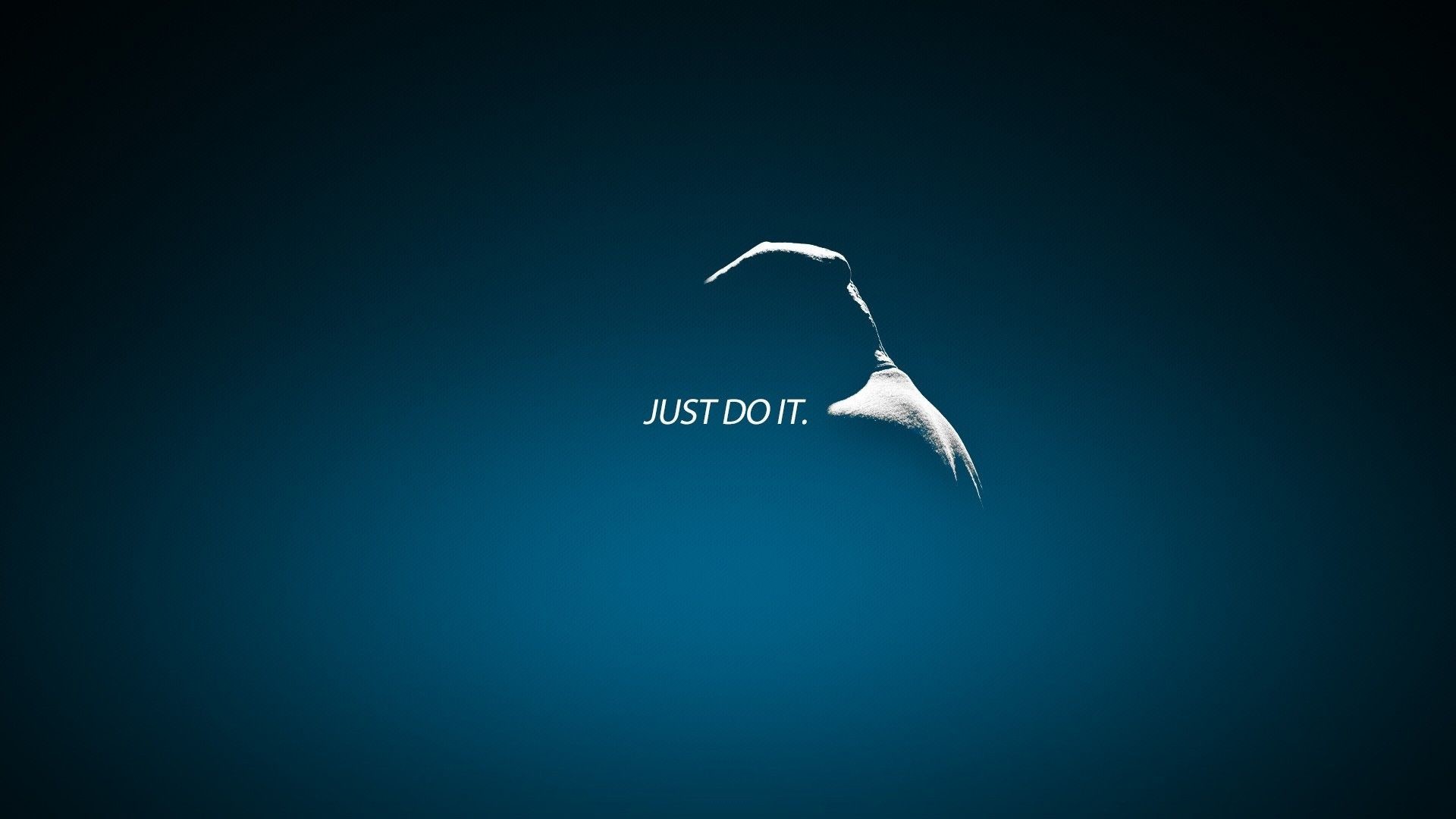 Nike Swoosh, Just Do It, Sfondo blu, 16:9 Full HD, wallpaper widescreen