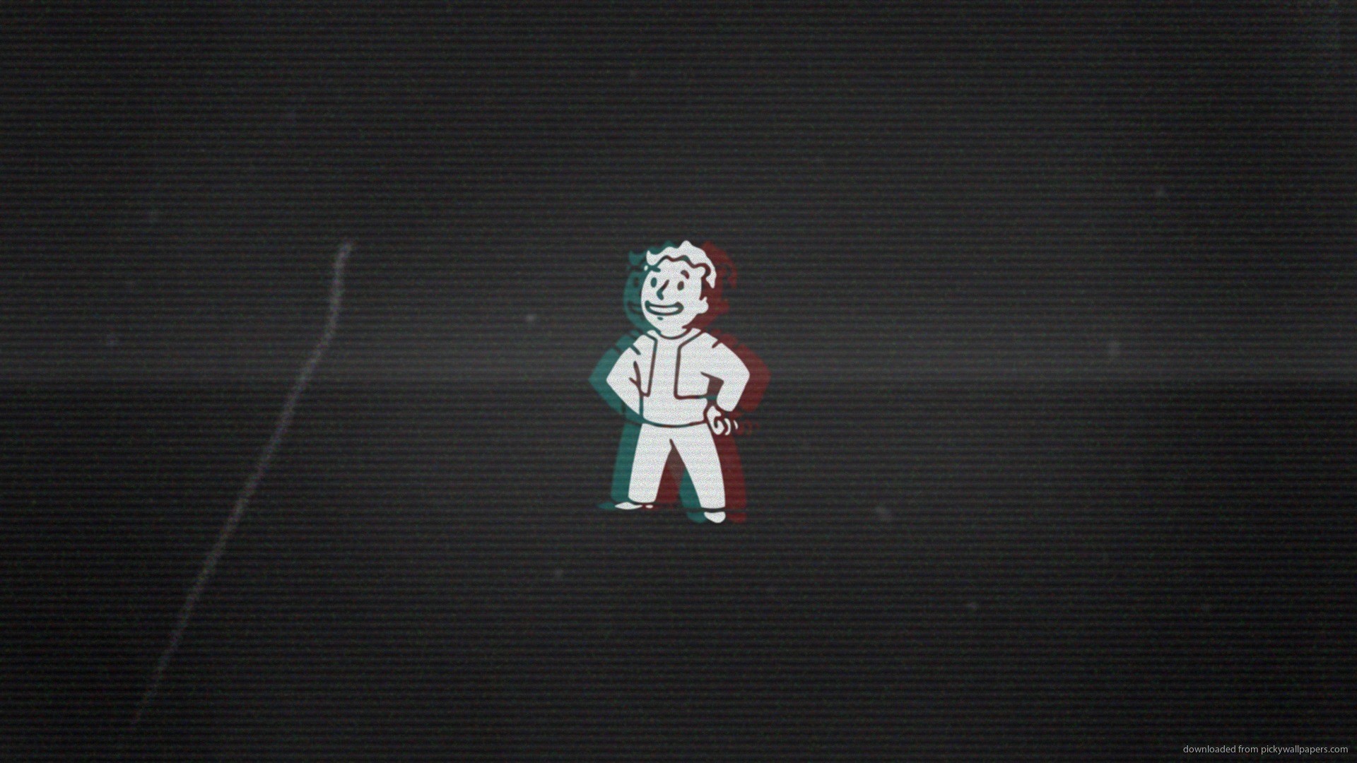 Vault Boy, Fallout, Effetto glitch, Sfondo scuro, Minimalista, 16:9 Full HD, wallpaper widescreen