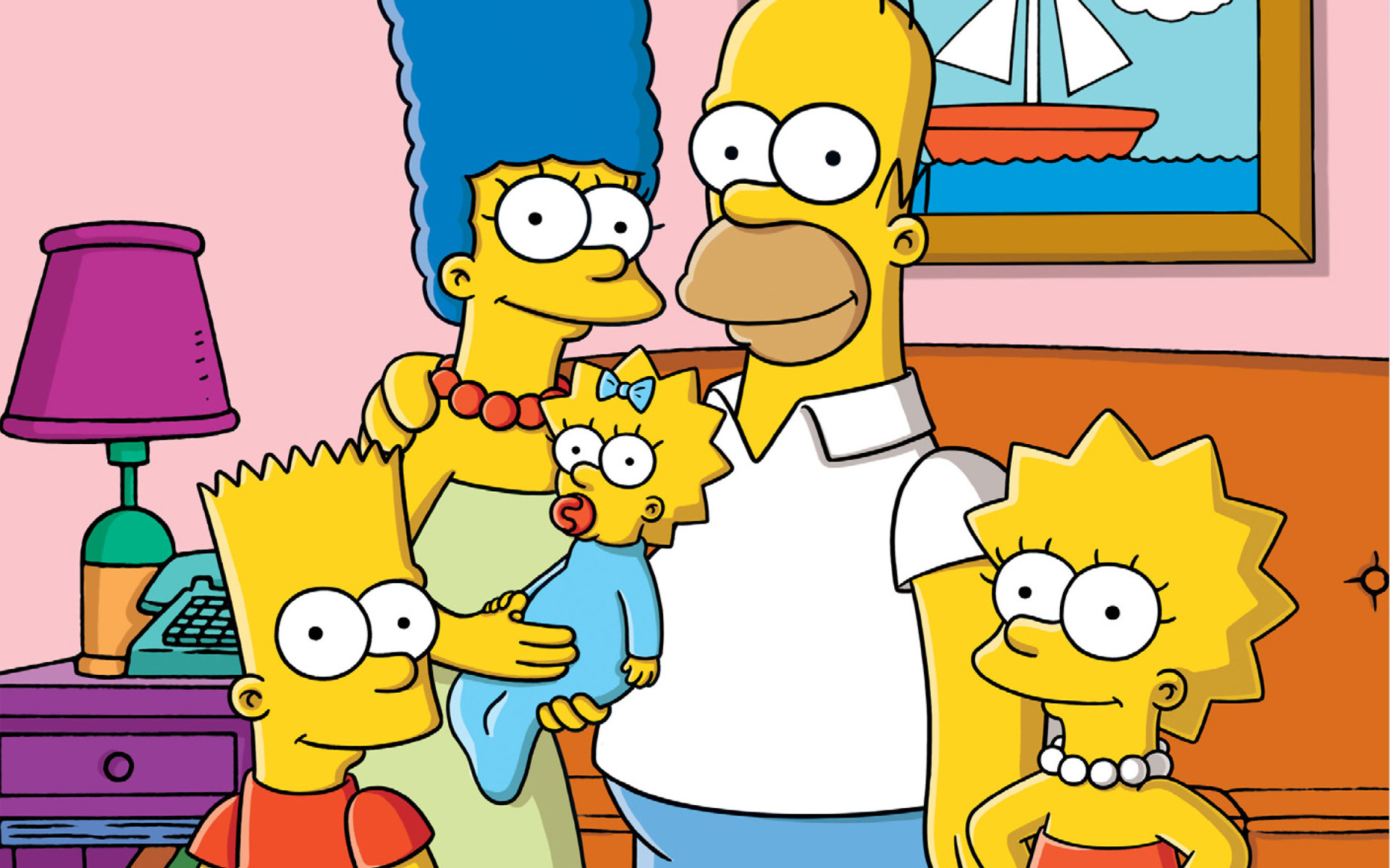 Homer Simpson, Marge Simpson, Bart Simpson, Lisa Simpson, Maggie Simpson, I Simpson, sfondo desktop