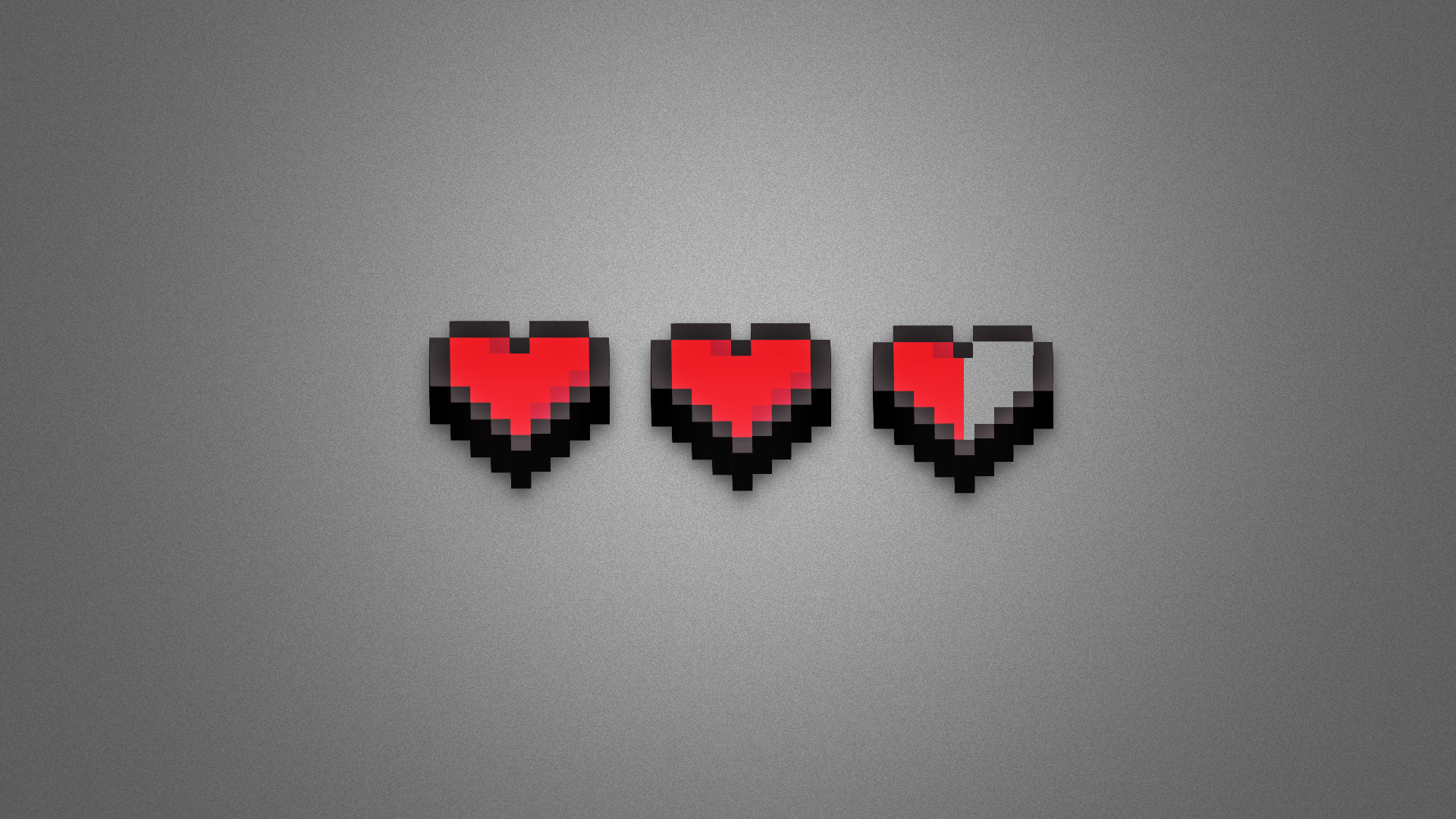The Legend of Zelda, Cuori, Barra della vita, Pixel art, Sfondo grigio, wallpaper 1920x1080