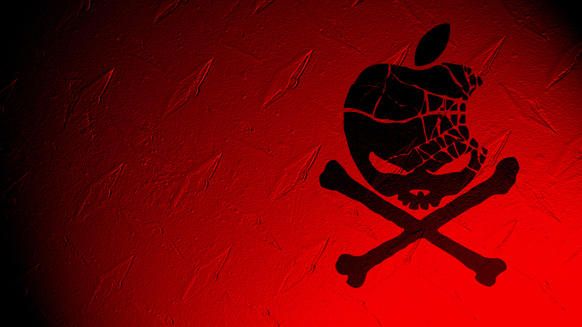 Logo Apple, Teschio e ossa, Pirata, Rosso, 16:9 Full HD, sfondo widescreen