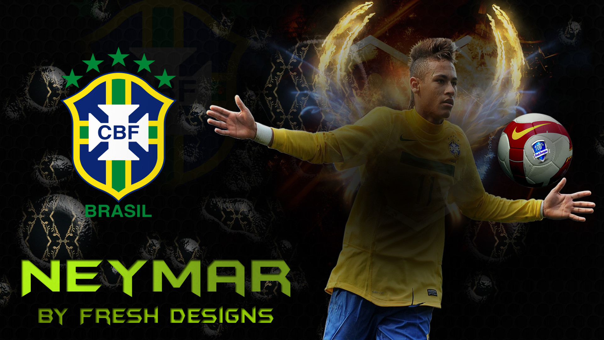 Neymar, Nazionale brasiliana, CBF, Fresh Designs, Full HD 1080p, sfondo desktop