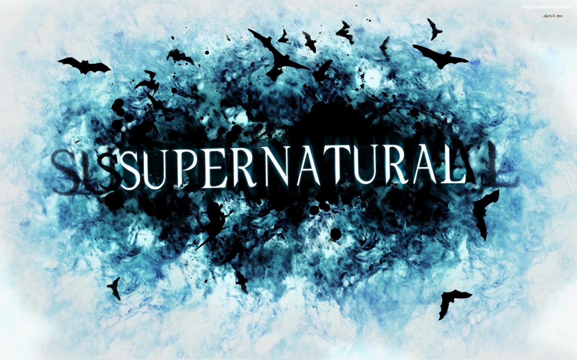 Logo Supernatural, Pipistrelli, Azzurro, 1920x1200, immagine di sfondo