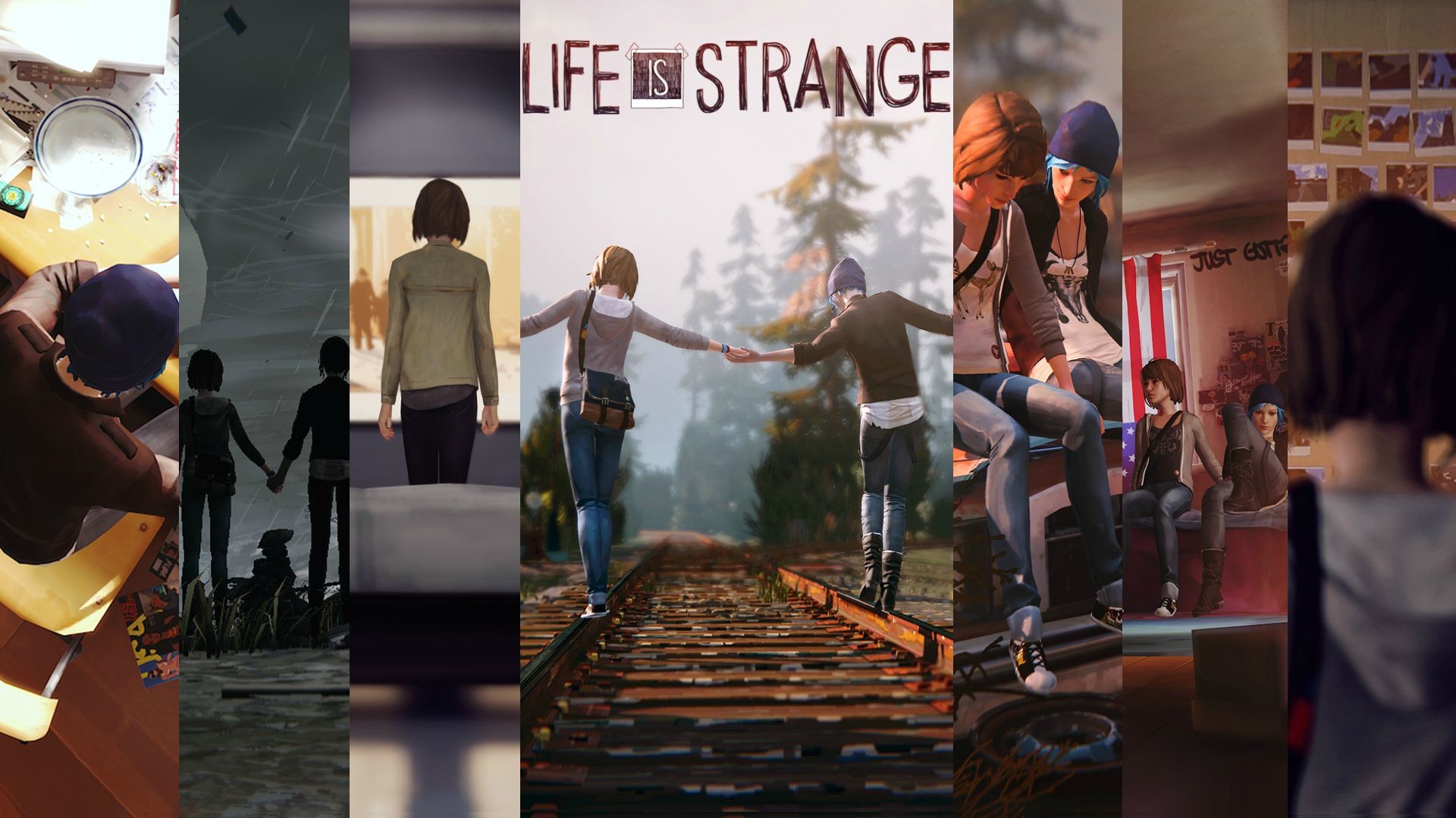 Life is Strange, Max Caulfield, Chloe Price, Collage, Logo, Full HD, sfondo per portatile