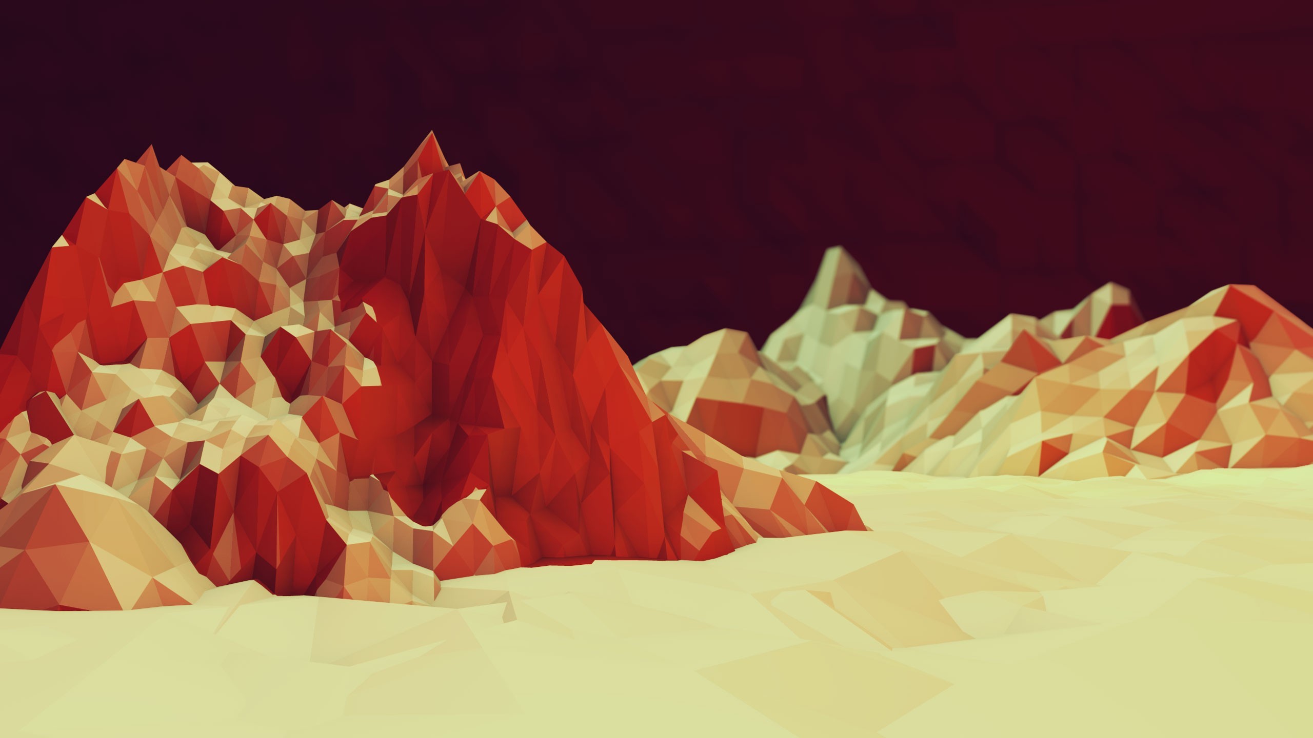 Low poly, Montagne rosse, Deserto, 2K, sfondo desktop