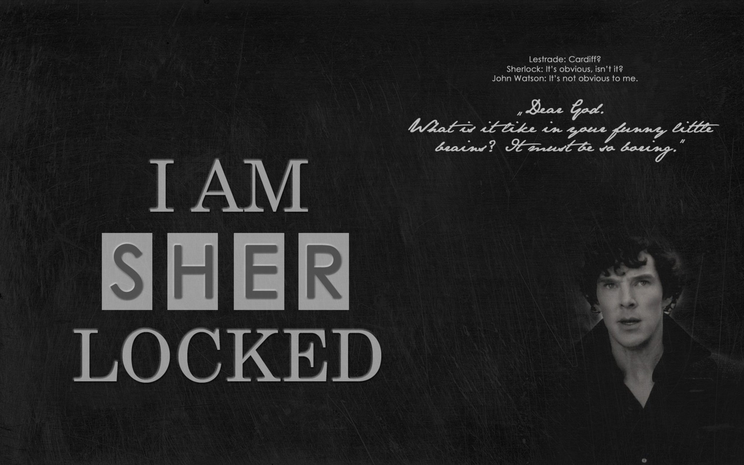 I Am Sherlocked, Sherlock, Benedict Cumberbatch, Tipografia, Grigio scuro, sfondo Windows 11