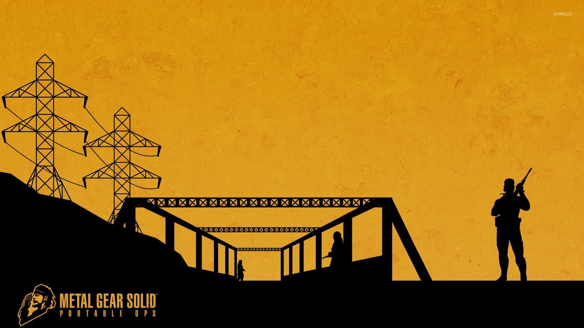 Metal Gear Solid: Portable Ops, Silhouette, Ponte, Tralicci, Arancione, sfondo desktop Full HD