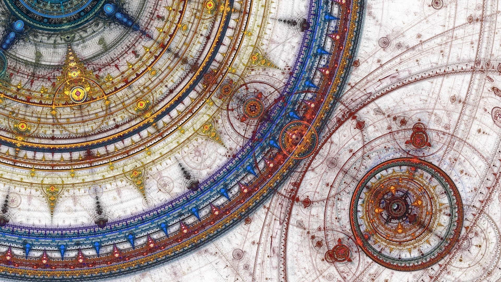 Arte frattale, Orologio astronomico, Ingranaggi, Ornamenti, 1920x1080, immagine di sfondo