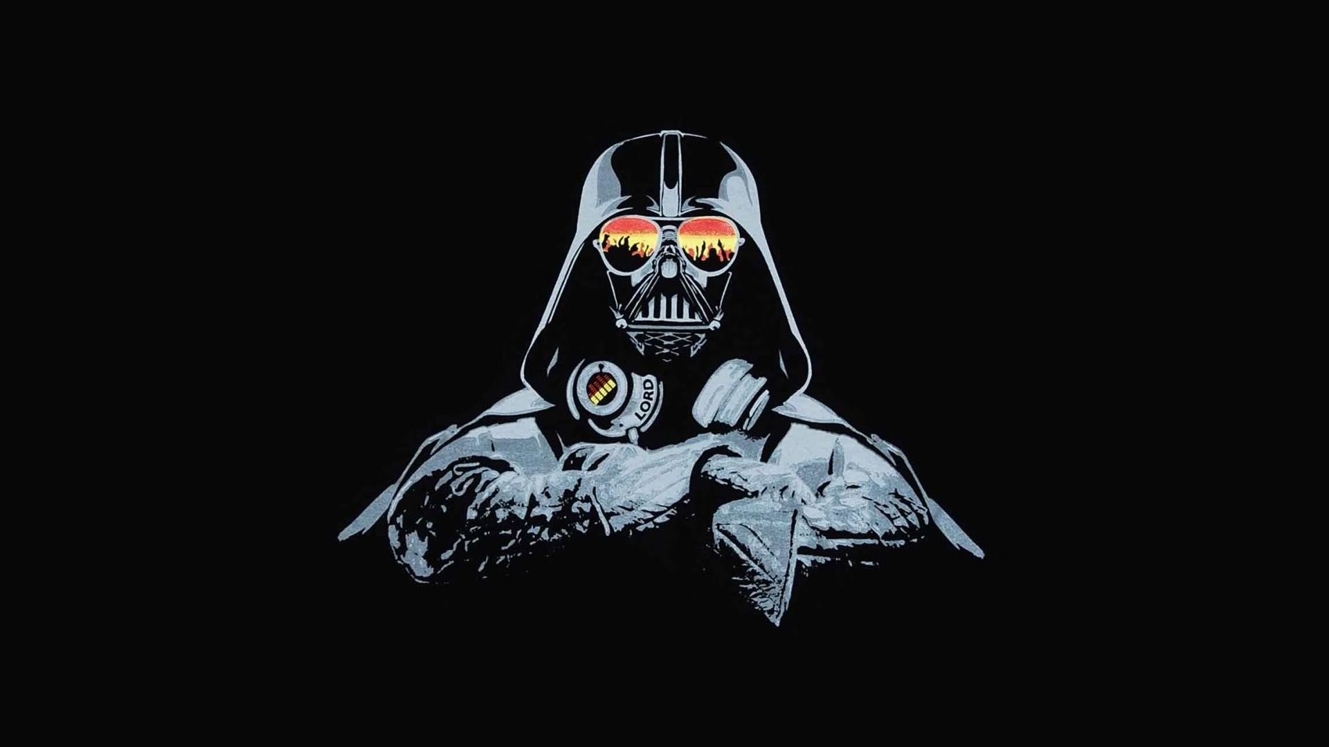 Darth Vader, Occhiali da sole, Cuffie, Sfondo nero, 1920x1080, wallpaper desktop