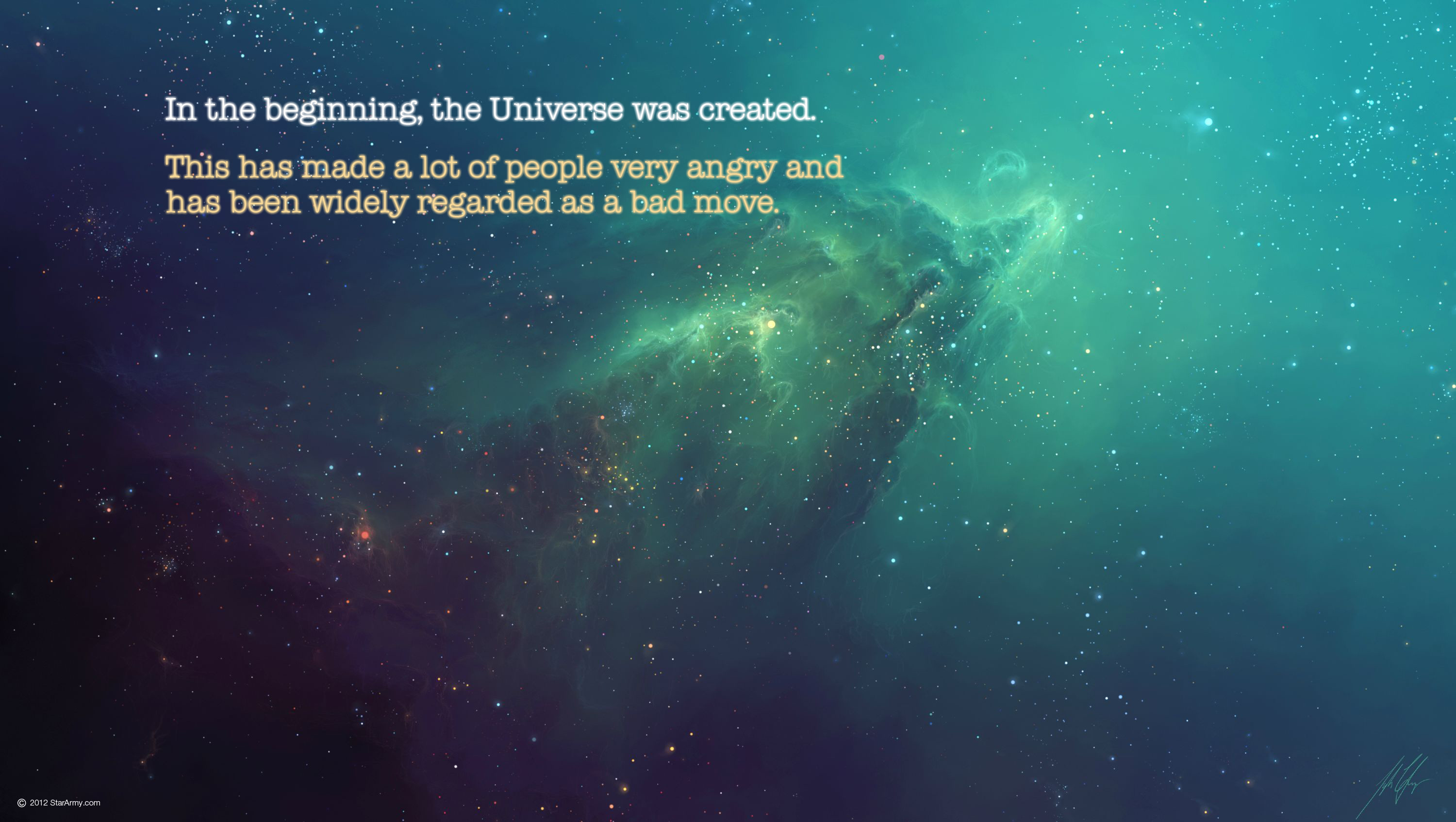 Guida galattica per autostoppisti, Douglas Adams, Citazione, Nebulosa, sfondo 2K per portatile