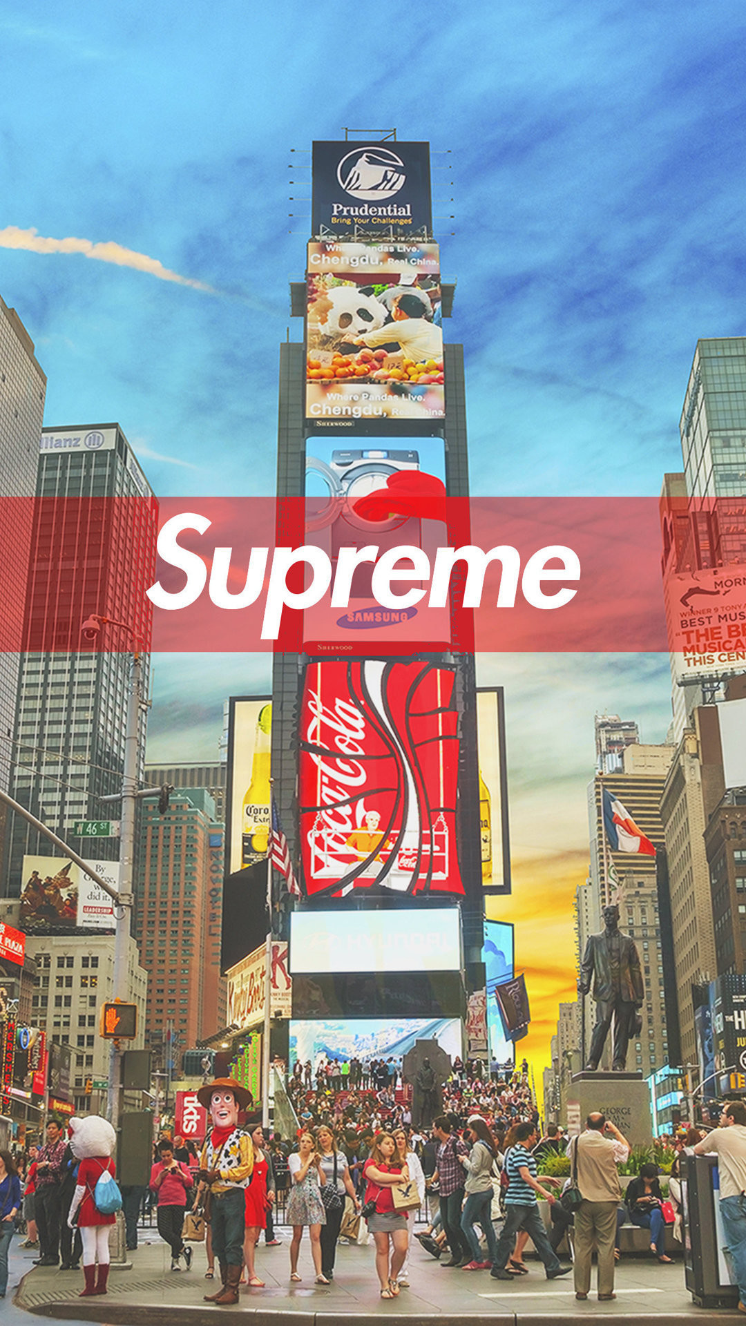 Times Square, New York, Logo Supreme, Coca-Cola, 1080x1920, schermata di blocco iPhone