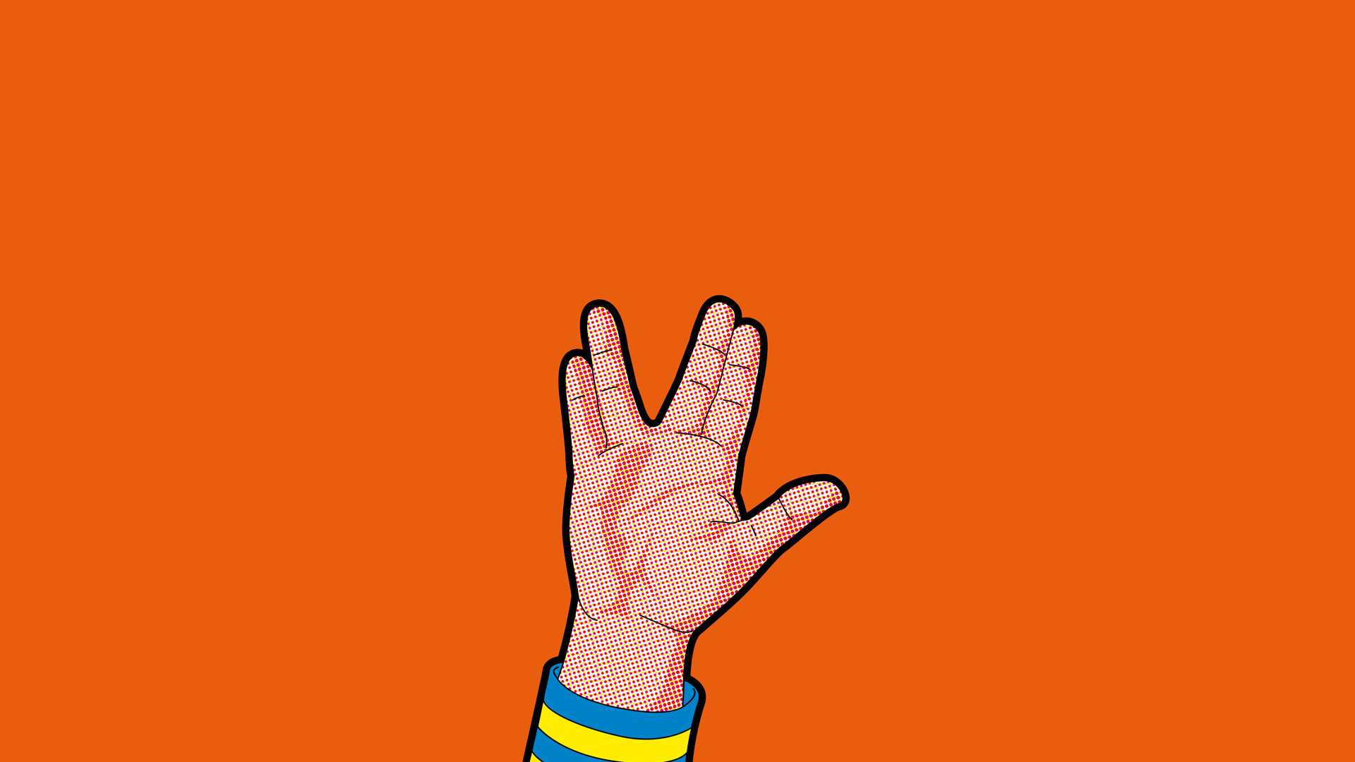 Saluto vulcaniano, Star Trek, Pop art, Arancione, Full HD, sfondo per PC