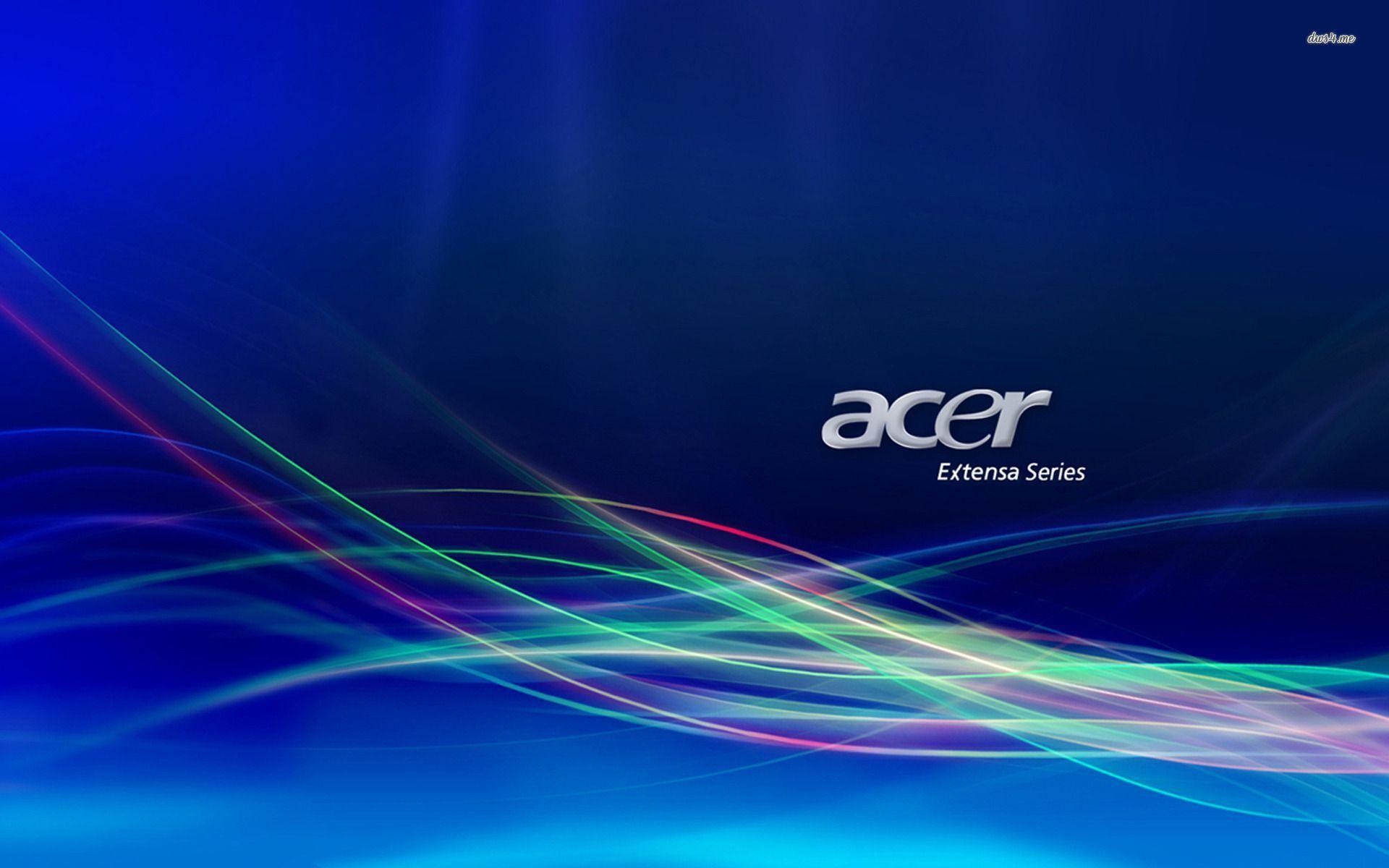 Acer Extensa, Logo Acer, Acer, Onde luminose, Blu, Full HD, sfondo desktop