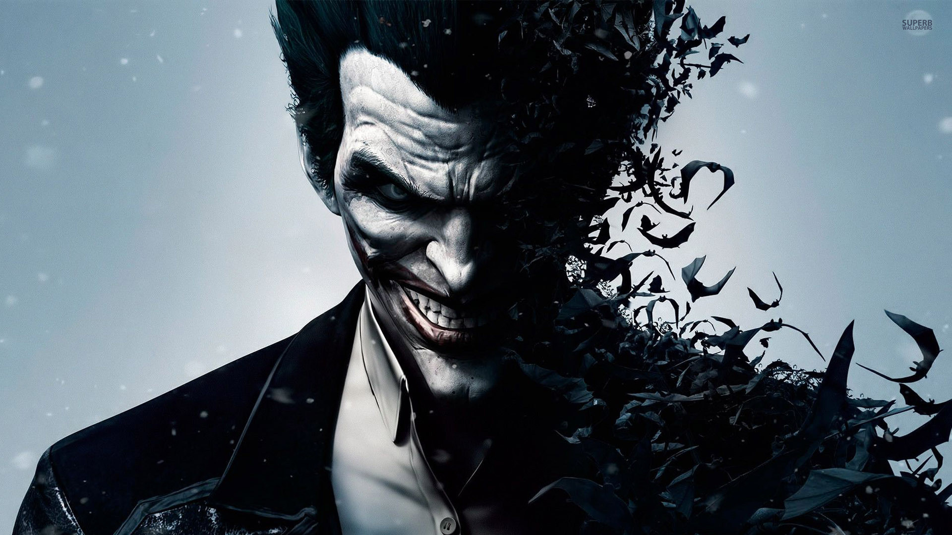 Joker, Batman: Arkham Origins, Pipistrelli, Sorriso, 16:9 Full HD, sfondo widescreen
