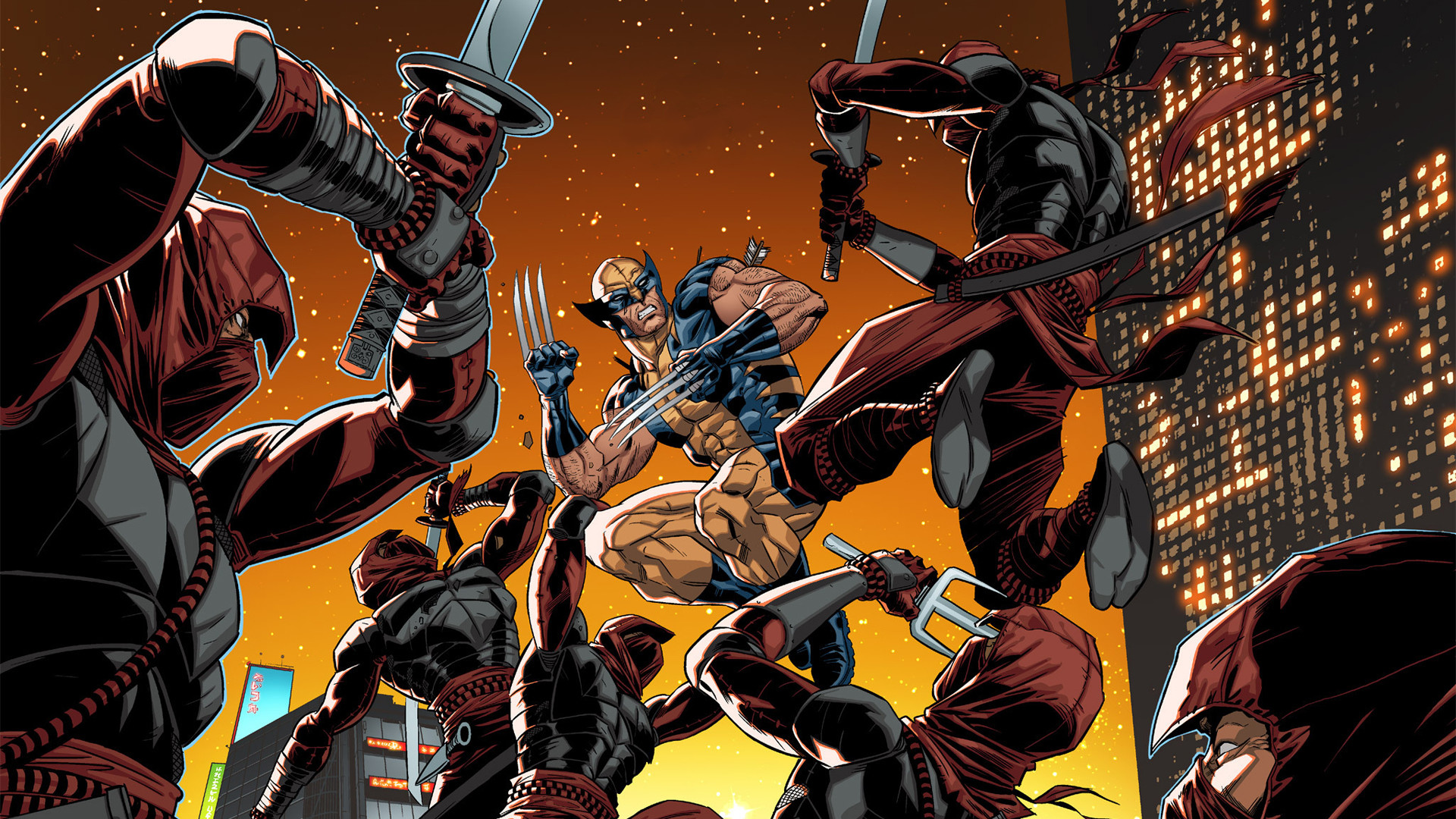 Wolverine, Mano, Ninja, Marvel Comics, Combattimento, Full HD, sfondo desktop