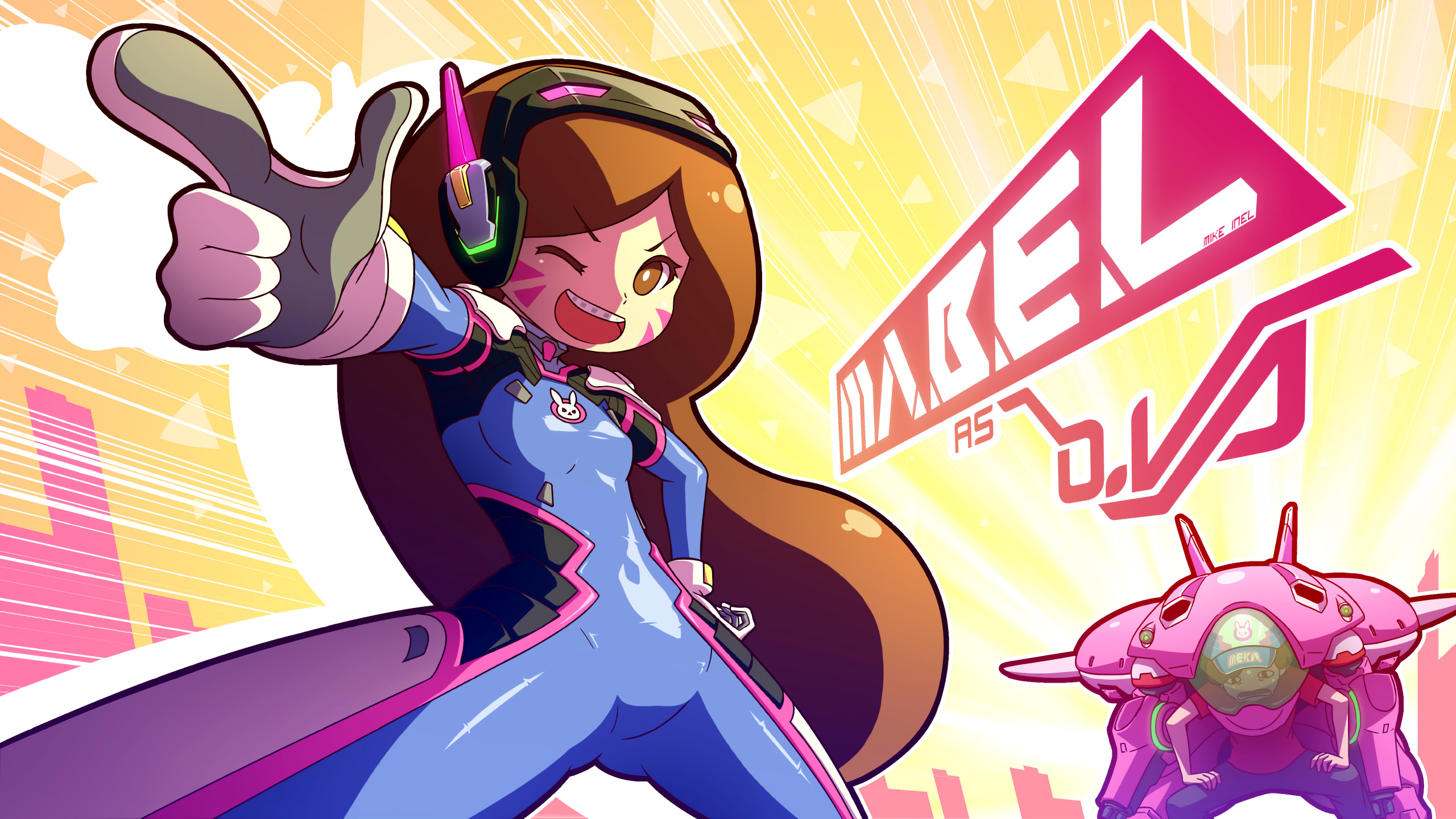 Mabel Pines, D.Va, Overwatch, Gravity Falls, Crossover, Fan art, sfondo widescreen 2K