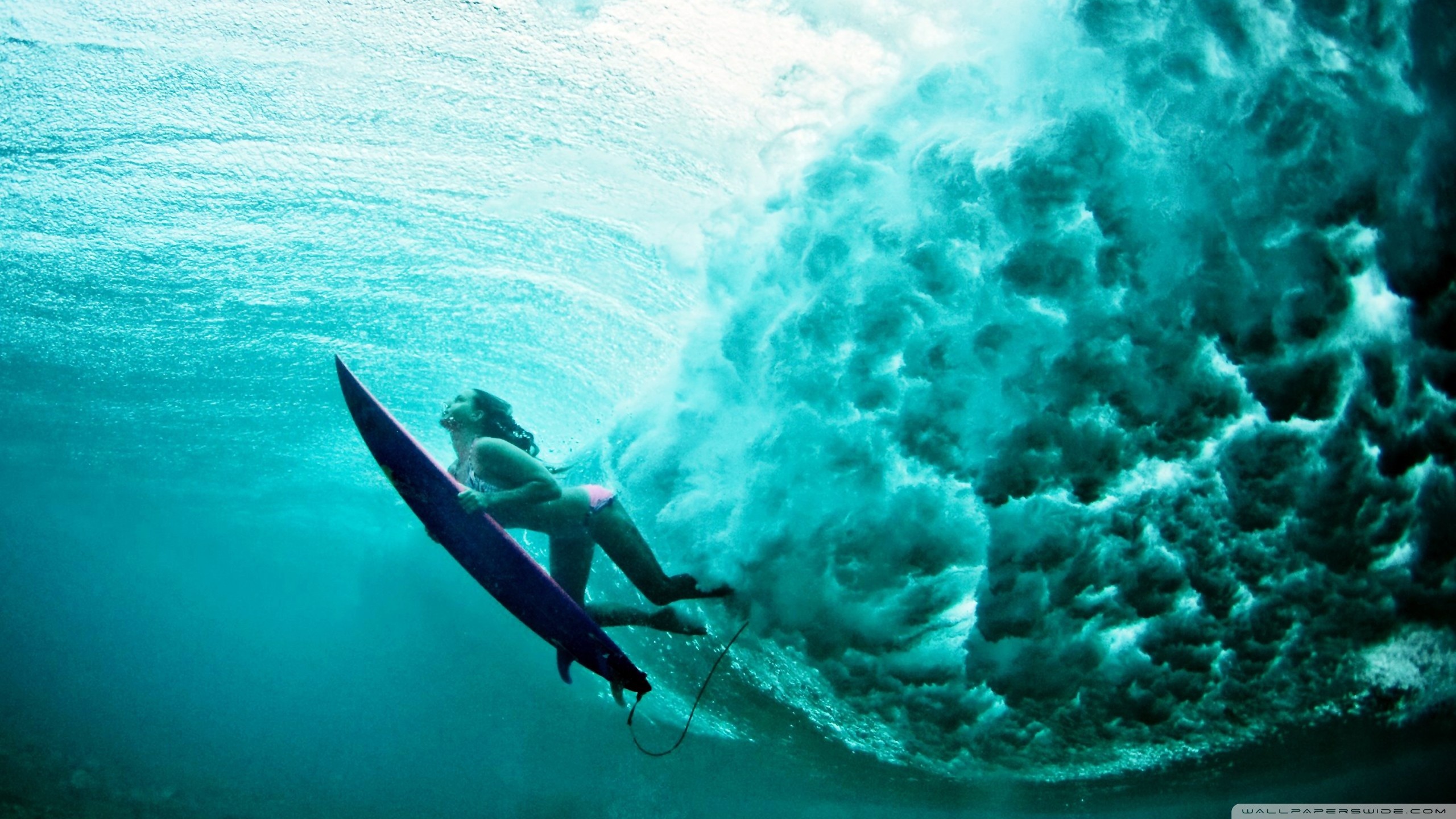 Surfista, Onda, Tavola da surf, Turchese, 2560x1440, sfondo per PC