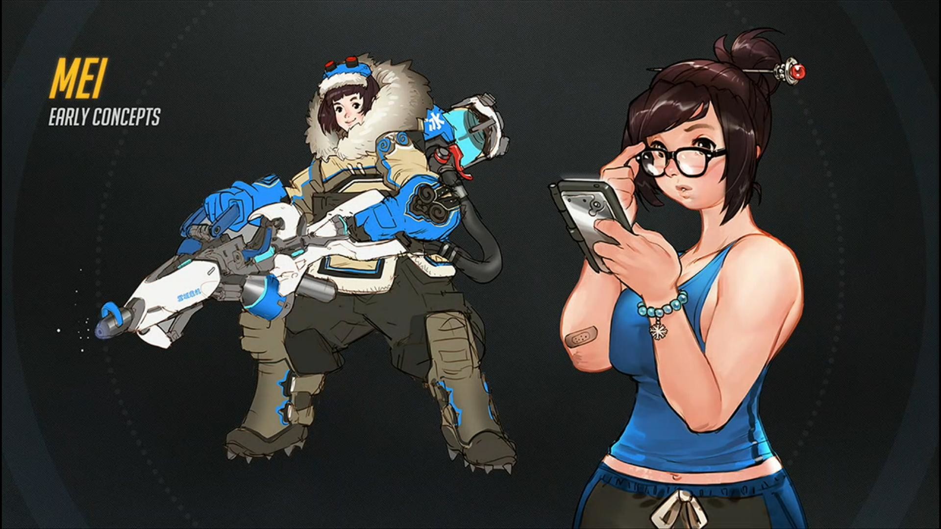 Mei, Overwatch, Concept art, Occhiali, Full HD, sfondo Windows 11