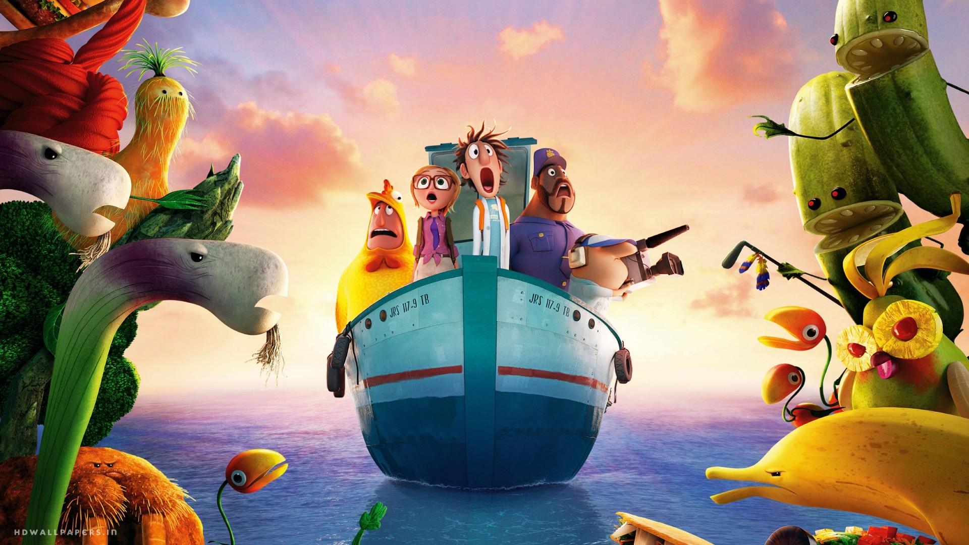 Piovono polpette, Flint Lockwood, Sony Pictures Animation, Cibo gigante, Film d'animazione, sfondo 1080p