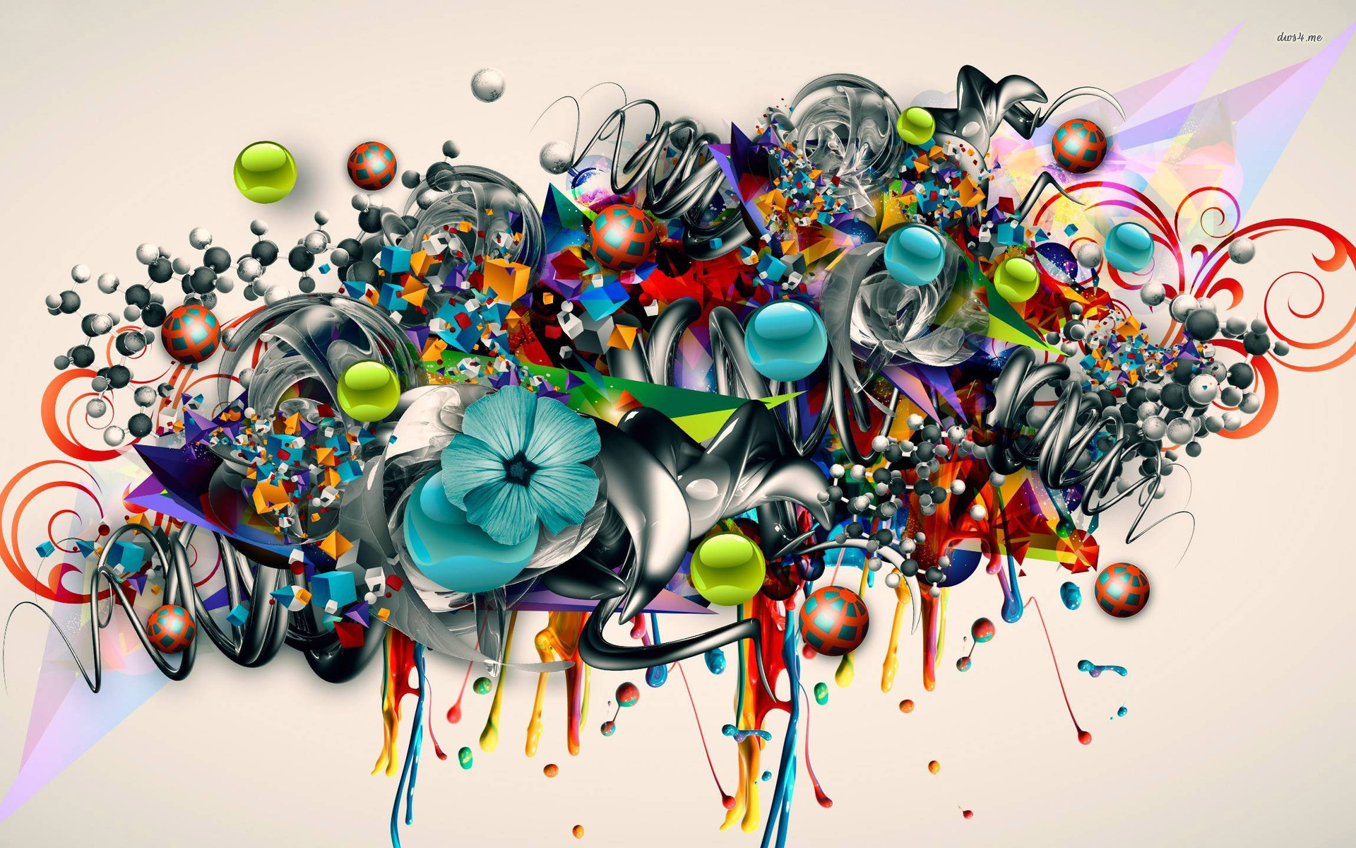 Arte digitale, Astratto, Sfere, Fiori, Graffiti 3D, 1920x1200, immagine di sfondo