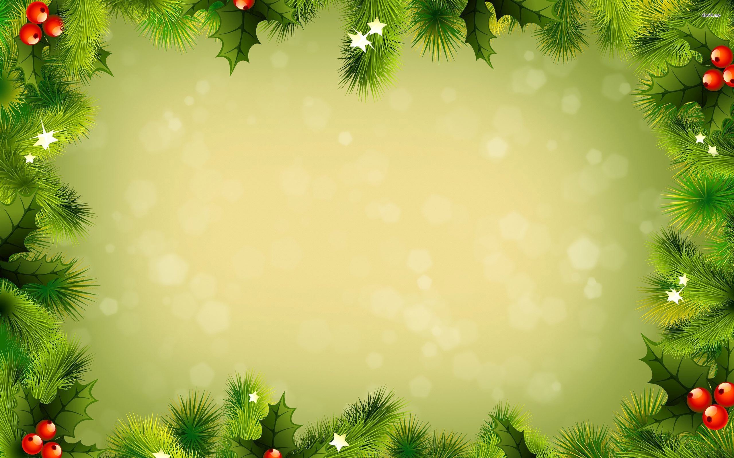 Natale, Cornice di agrifoglio, Rami di abete, Verde, 2560x1600, sfondo per PC