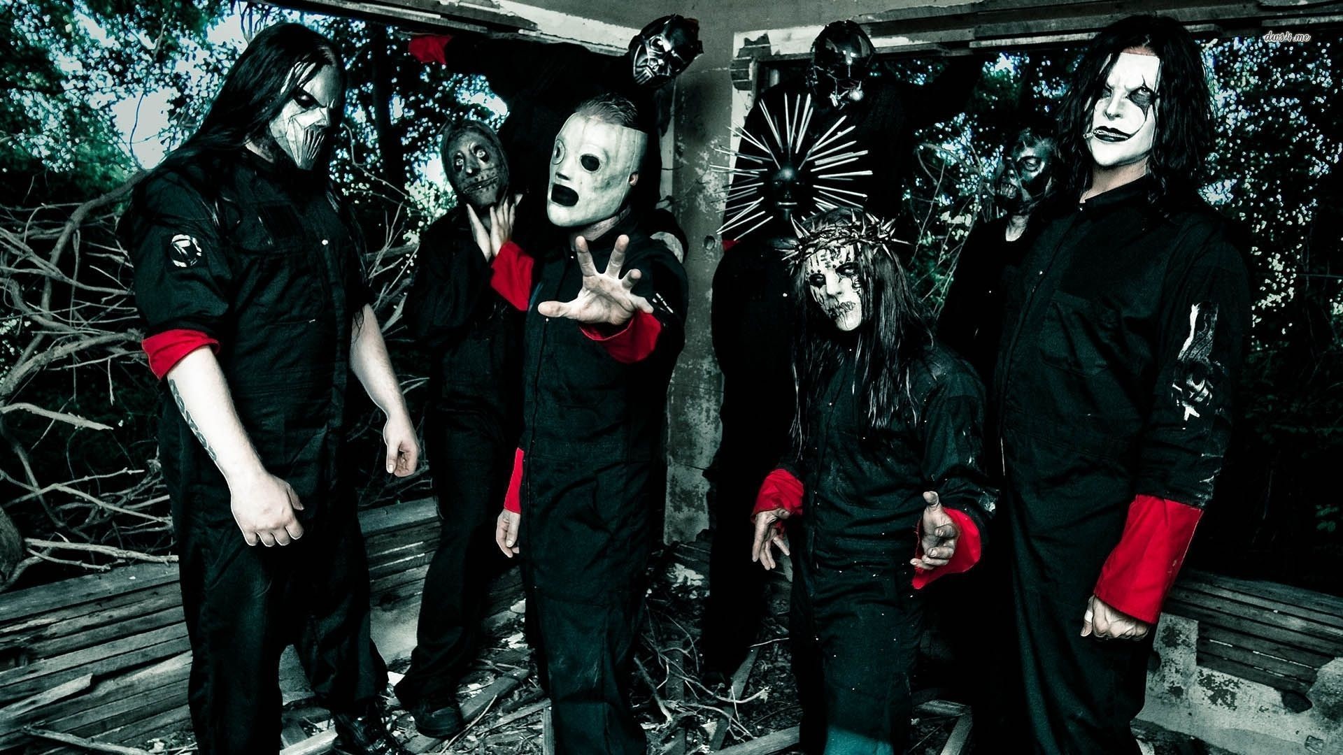 Slipknot, Foto di gruppo, Maschere, Tute nere, Full HD, sfondo per PC e portatile