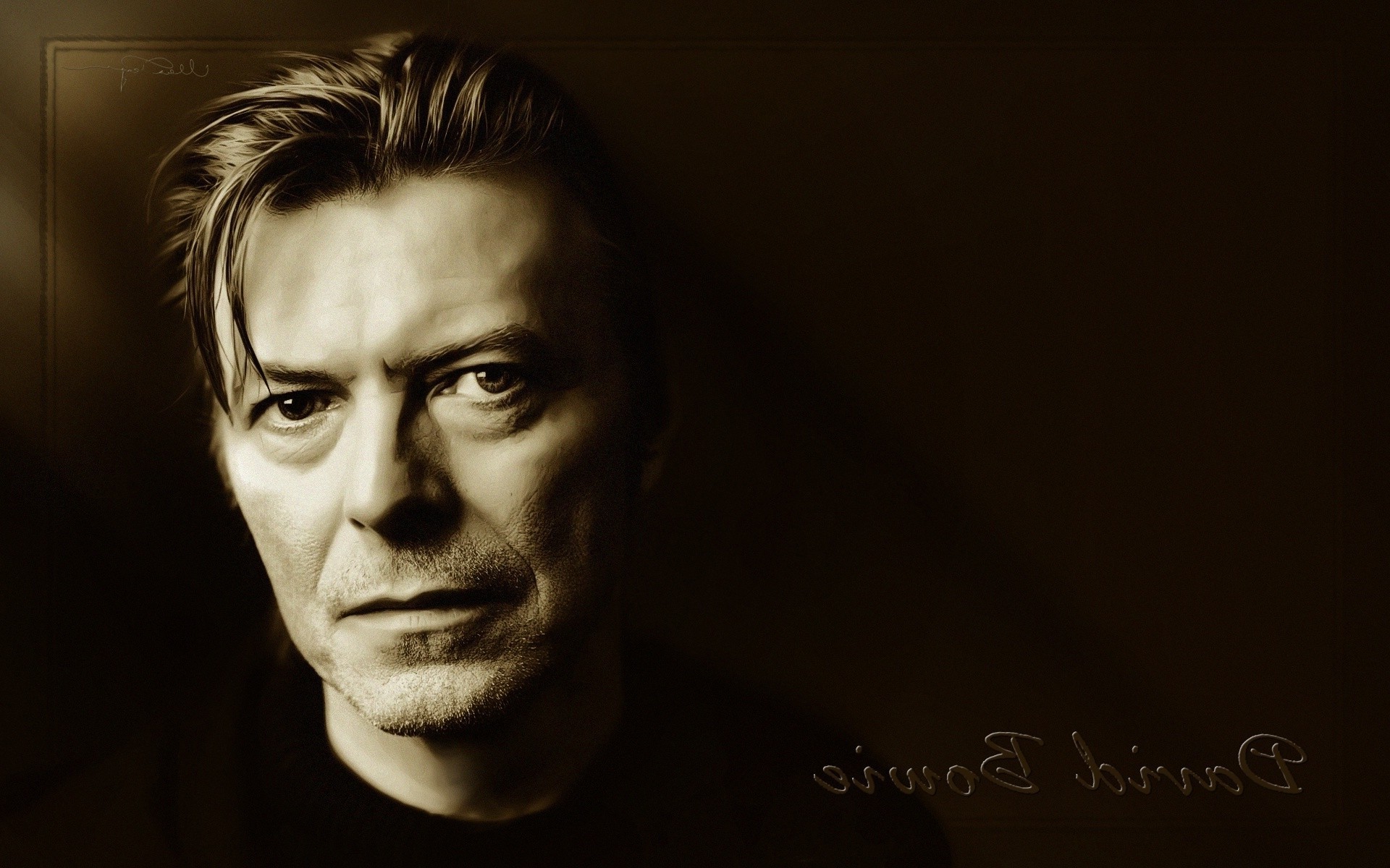 David Bowie, Ritratto, Seppia, Firma, 1920x1200, sfondo per PC