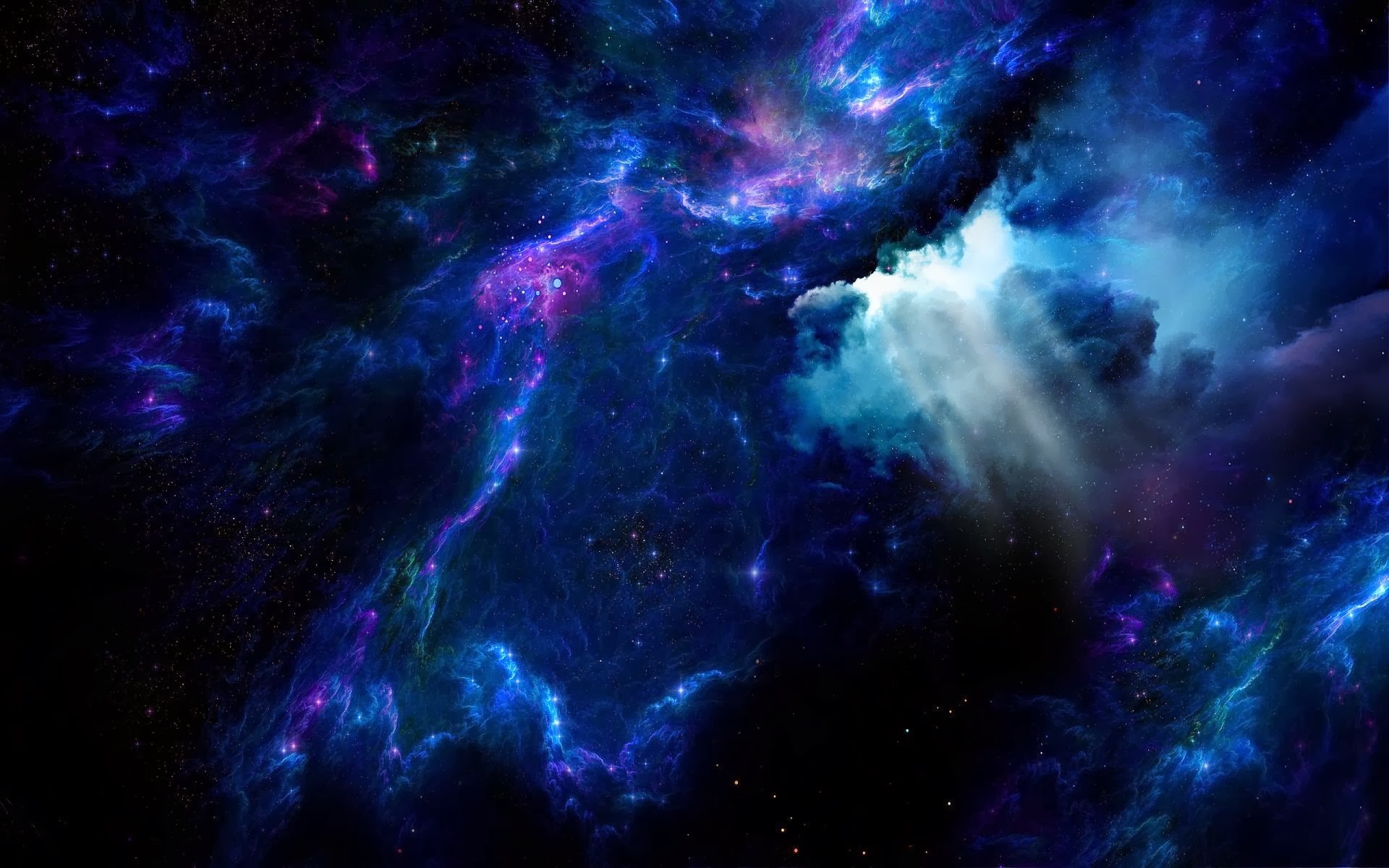 Nebulosa, Spazio, Stelle, Blu, 16:10 Full HD, wallpaper widescreen