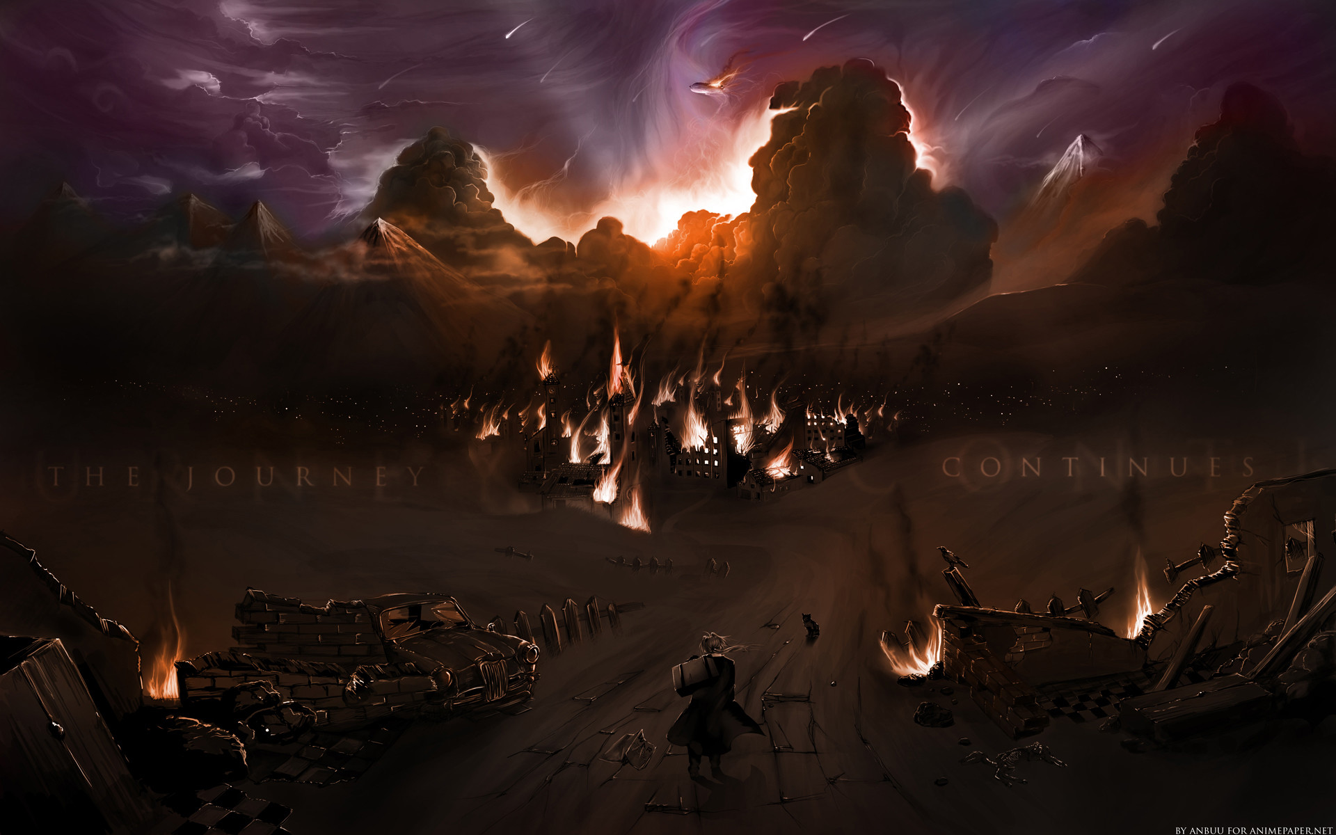 Ishval, Rovine, Incendio, 1920x1200, immagine di sfondo