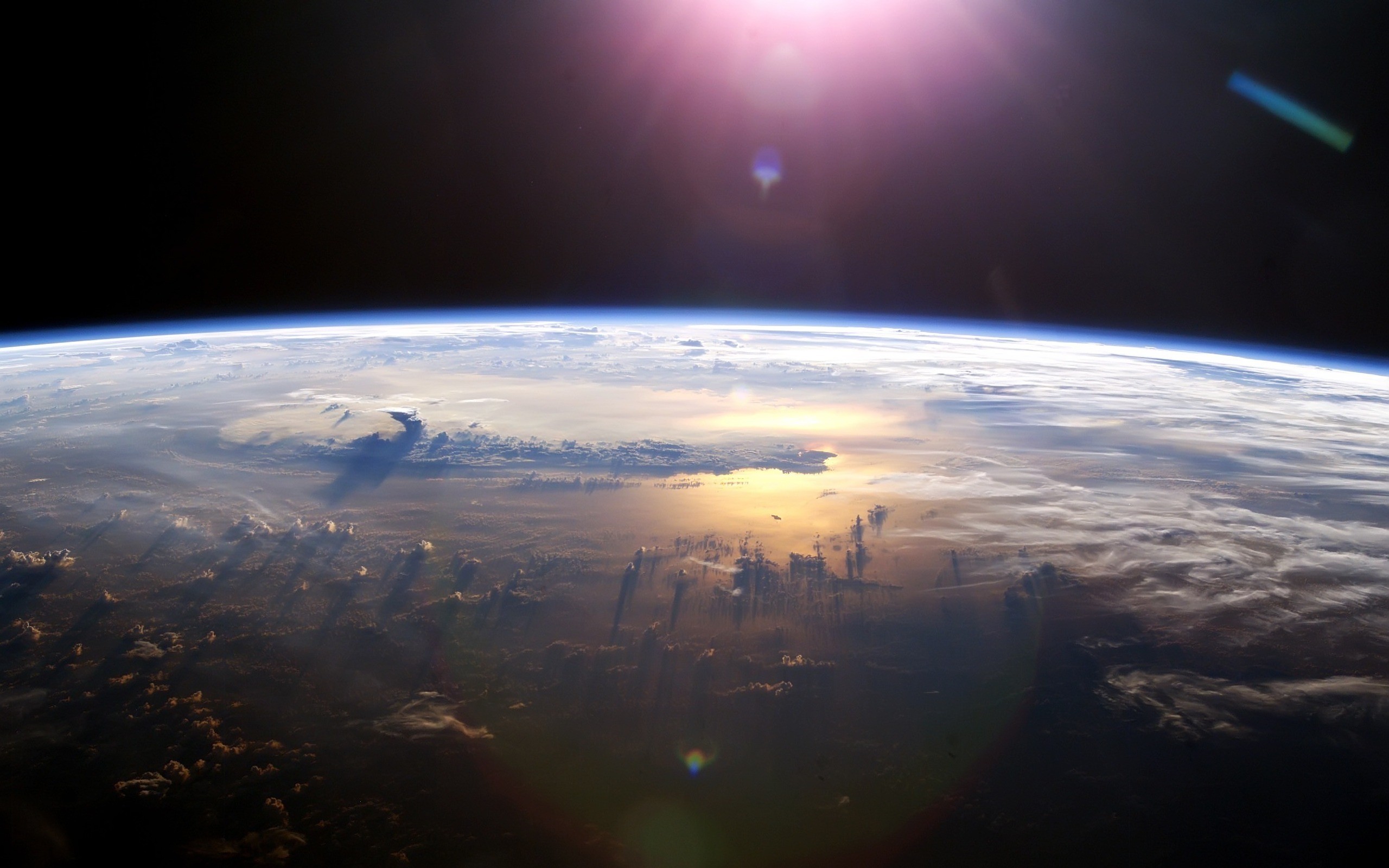 Terra, Nuvole, Orizzonte, Bagliore, 16:10 2K, sfondo widescreen
