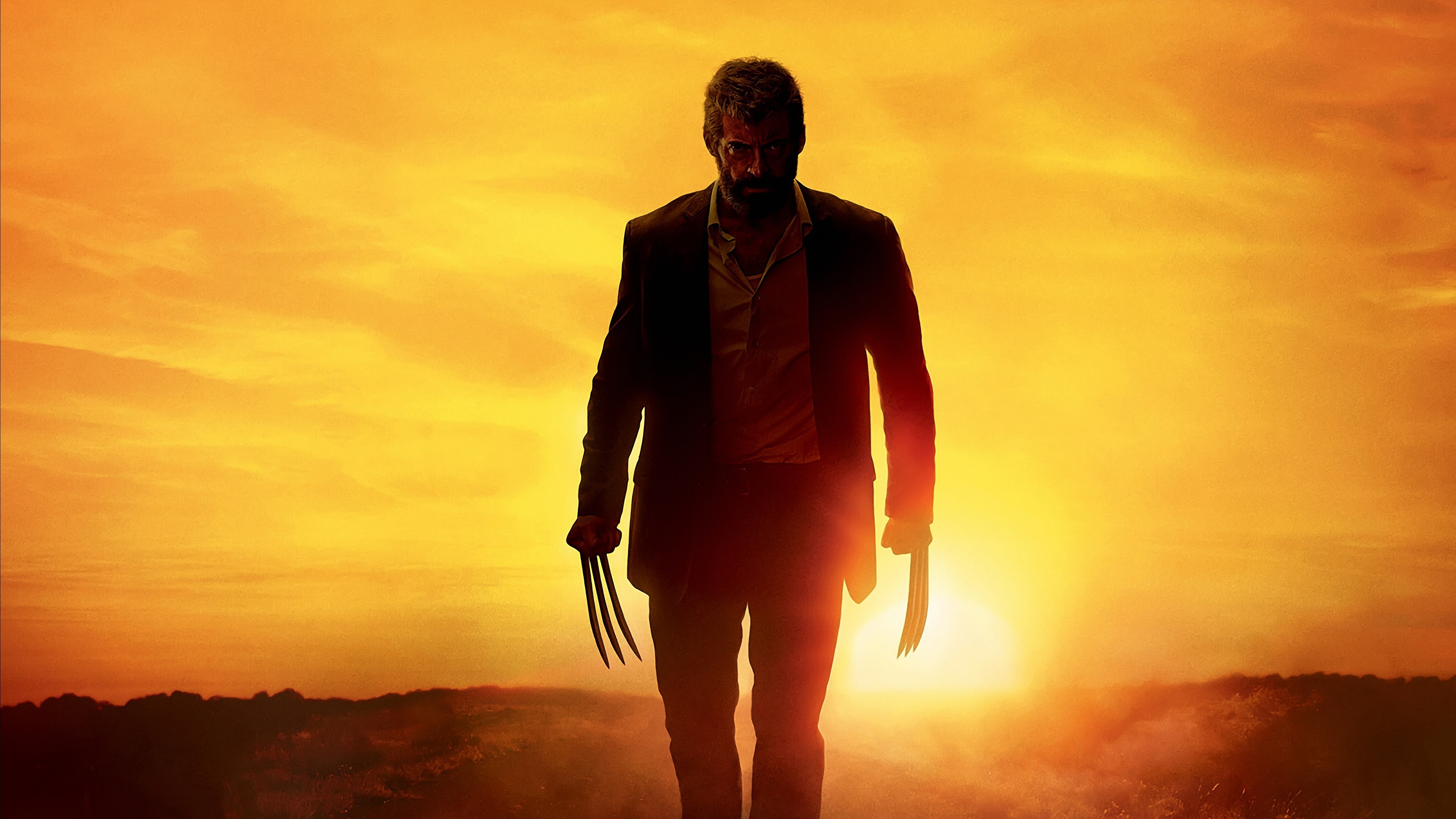 Logan - The Wolverine, Hugh Jackman, Wolverine, Tramonto, Silhouette, sfondo 4K per portatile