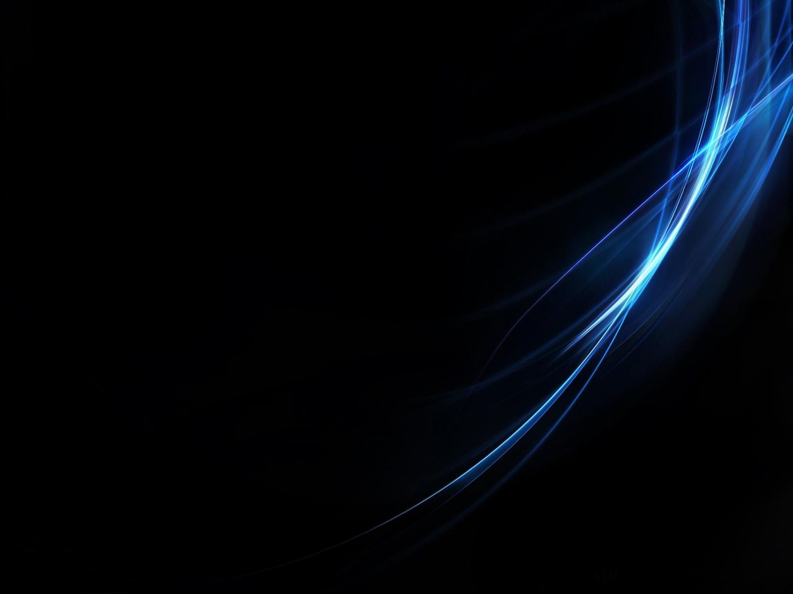 Linee curve, Blu, Sfondo nero, Astratto, 2K, schermata di blocco iPad