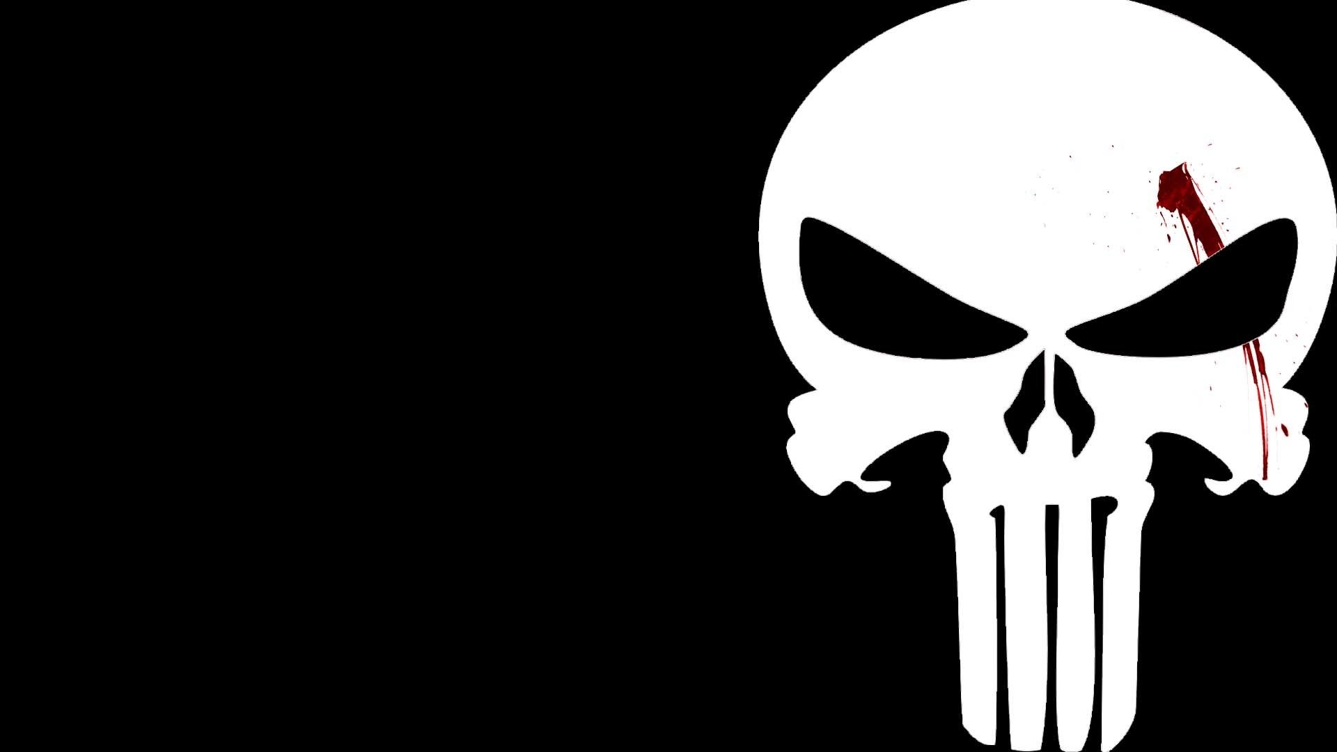 Teschio del Punitore, The Punisher, Sangue, Sfondo nero, Full HD, wallpaper per computer