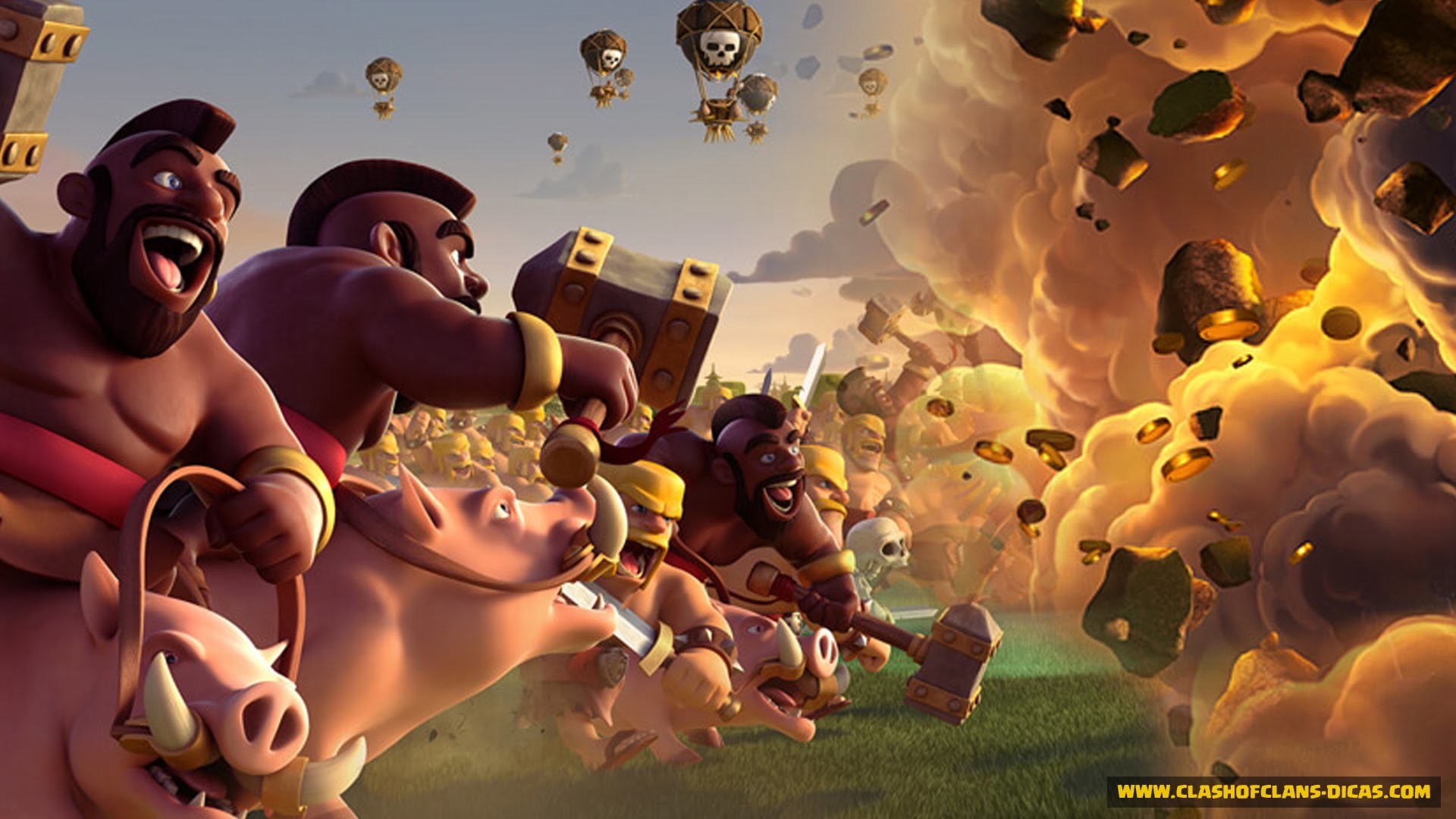 Domatore di cinghiali, Clash of Clans, Mongolfiere, Esplosione, 1920x1080, sfondo per PC