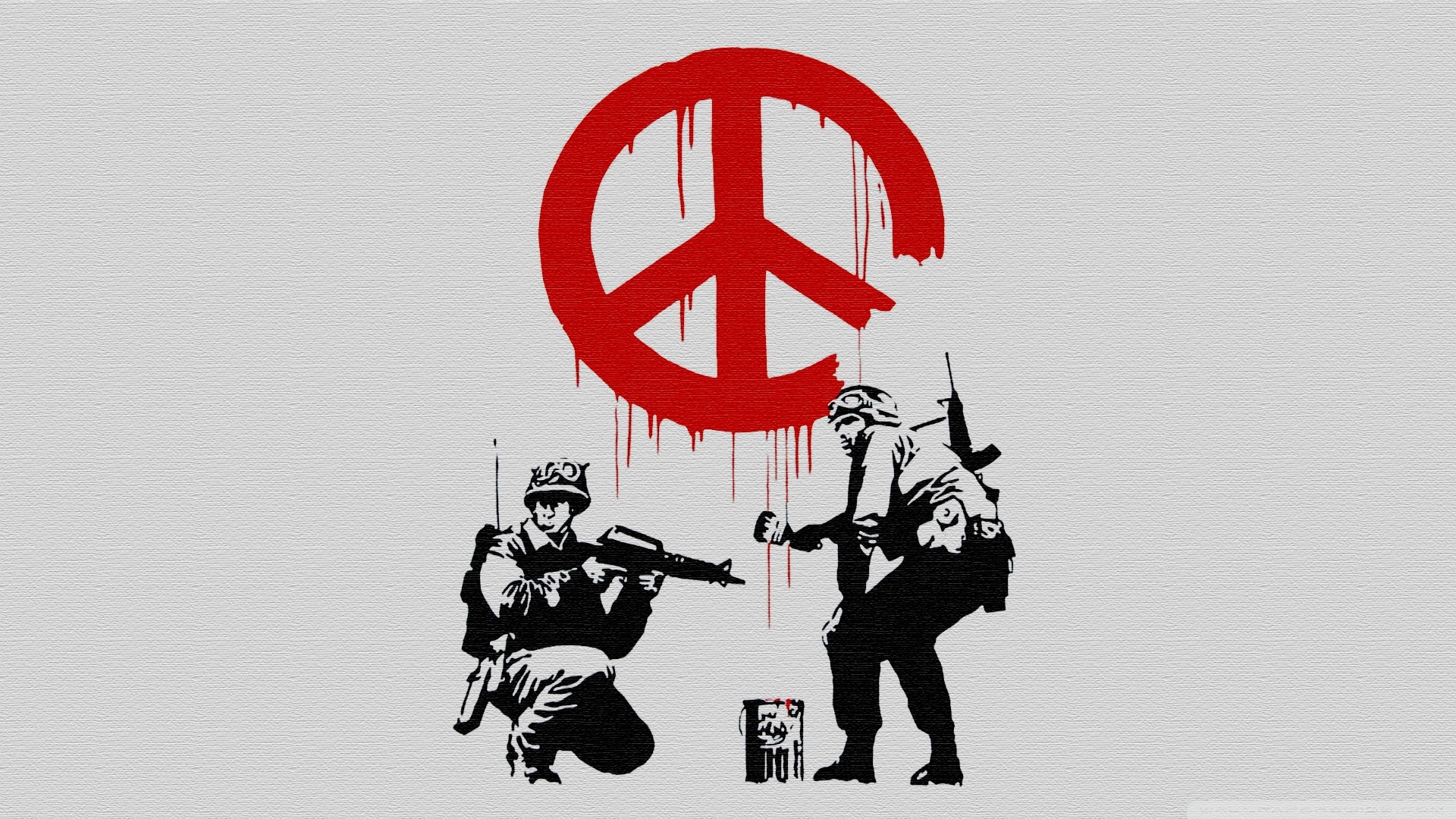 CND Soldiers, Banksy, Simbolo della pace, Soldati, Stencil, 16:9 Full HD, wallpaper widescreen
