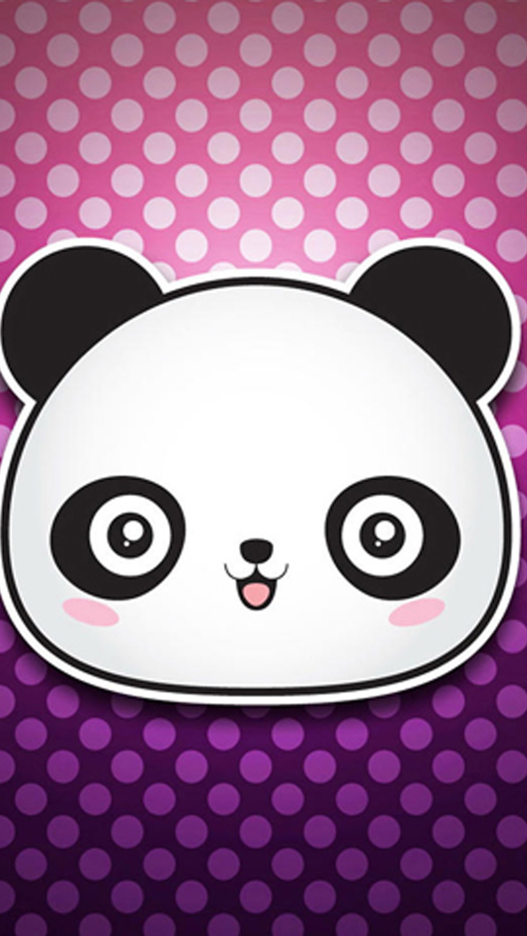 Panda kawaii, Pois, Viola, Fucsia, Full HD, sfondo per iPhone e Android