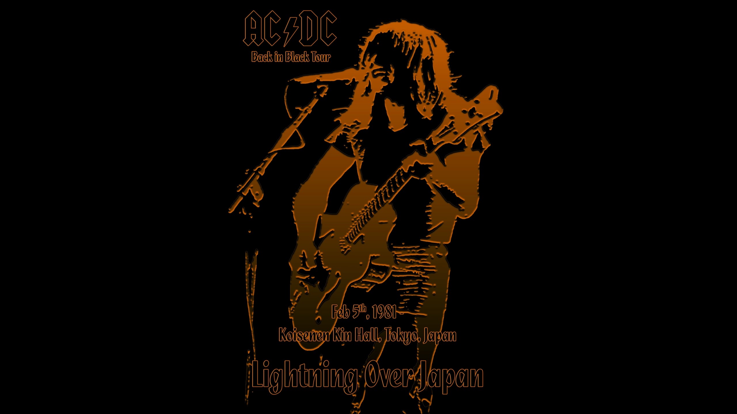 AC/DC, Back in Black Tour, Lightning Over Japan, Poster concerto, sfondo desktop 2560x1440