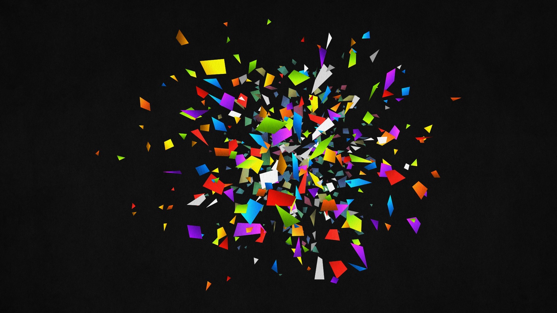 Frammenti colorati, Esplosione, Astratto, Sfondo nero, 1920x1080, wallpaper desktop