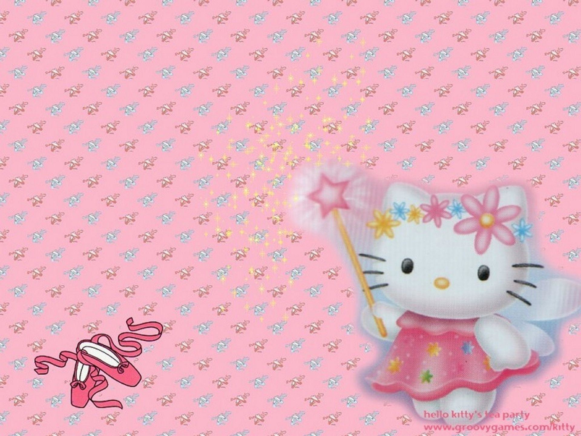Hello Kitty, Fata, Bacchetta magica, Scarpette da ballo, Rosa, sfondo per iPad e tablet