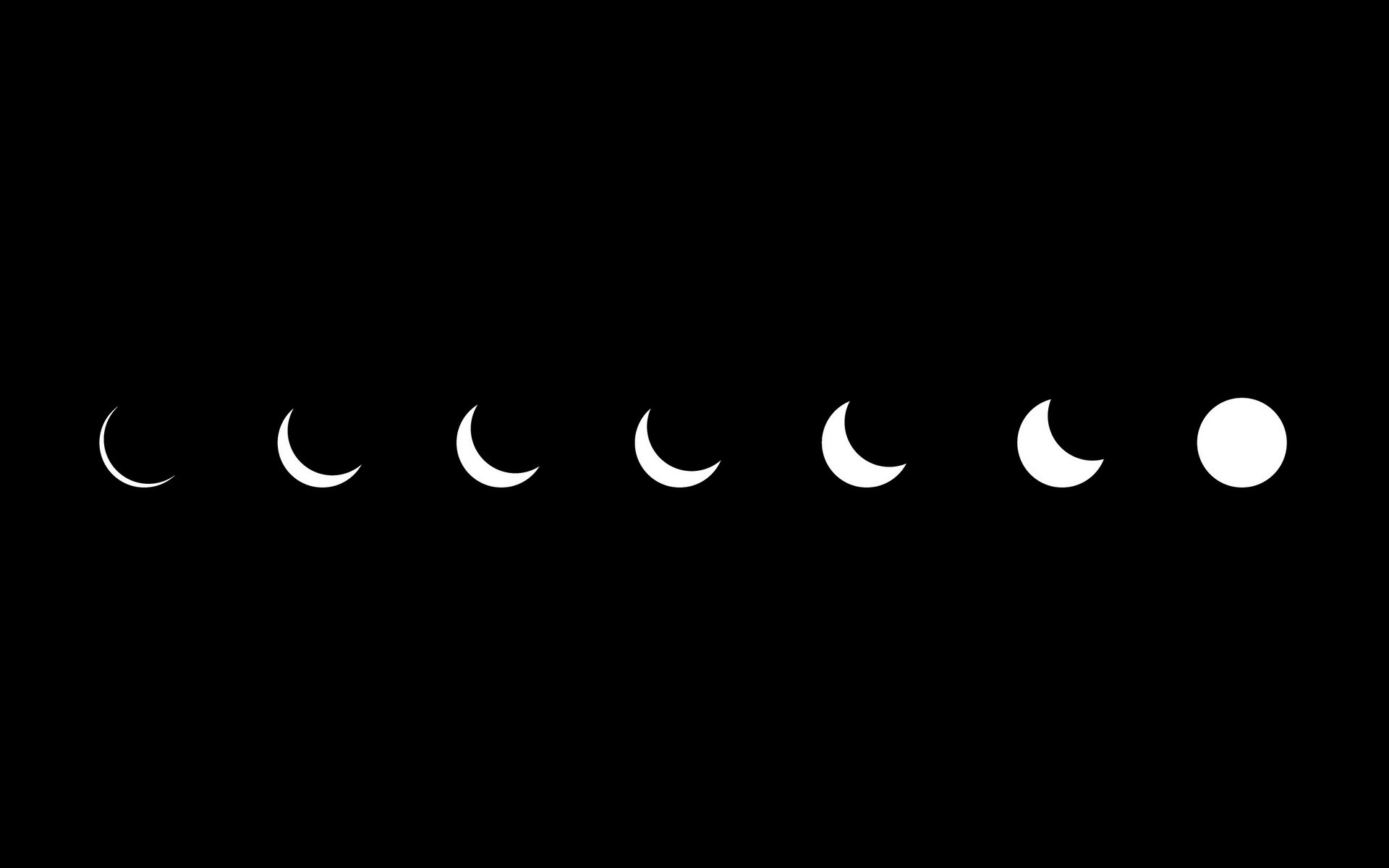 Fasi lunari, Luna, Sfondo nero, Minimalismo, 16:10 Full HD, wallpaper widescreen